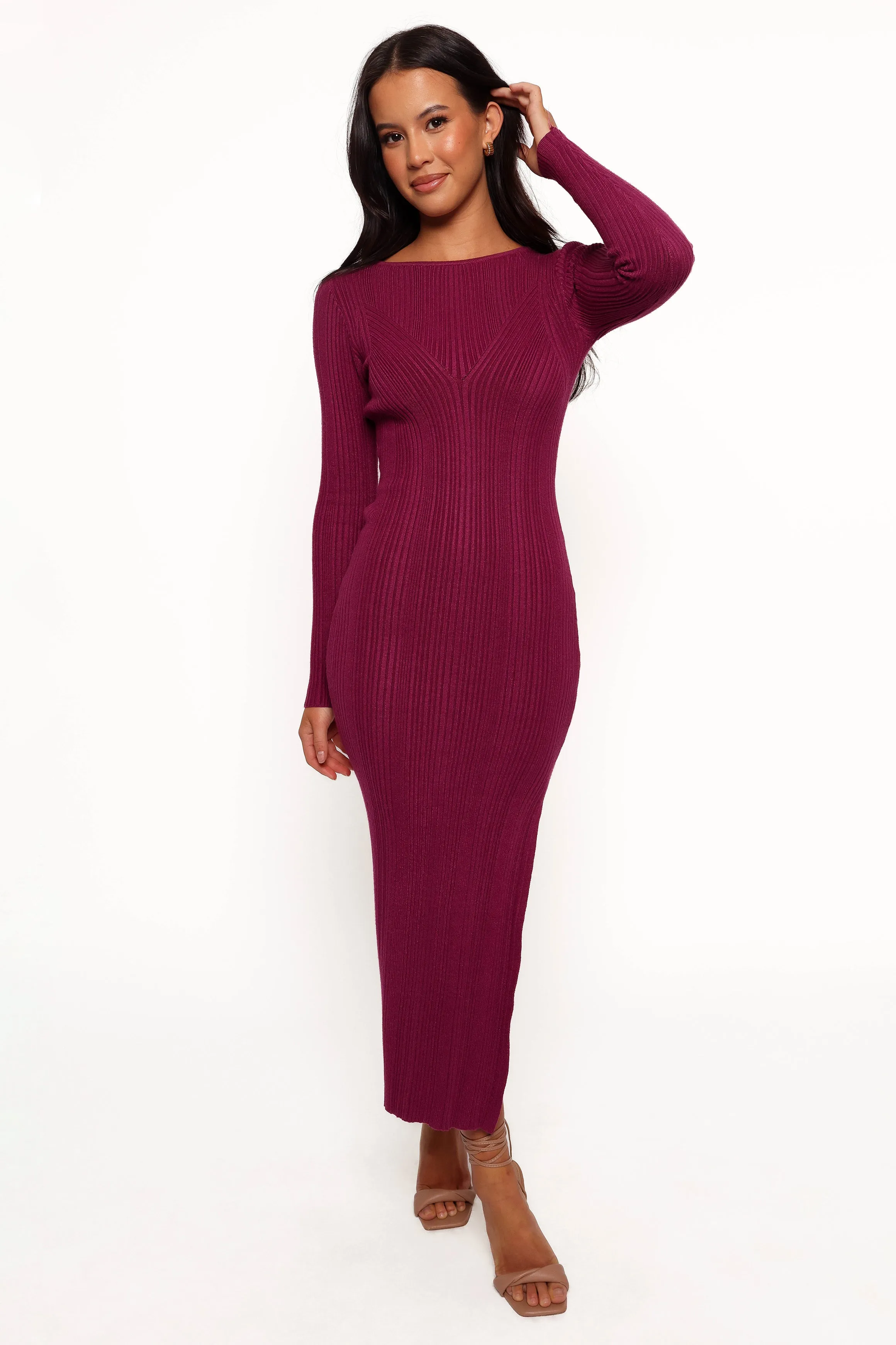 Mattie Long Sleeve Maxi Dress - Plum sold by Petal & Pup