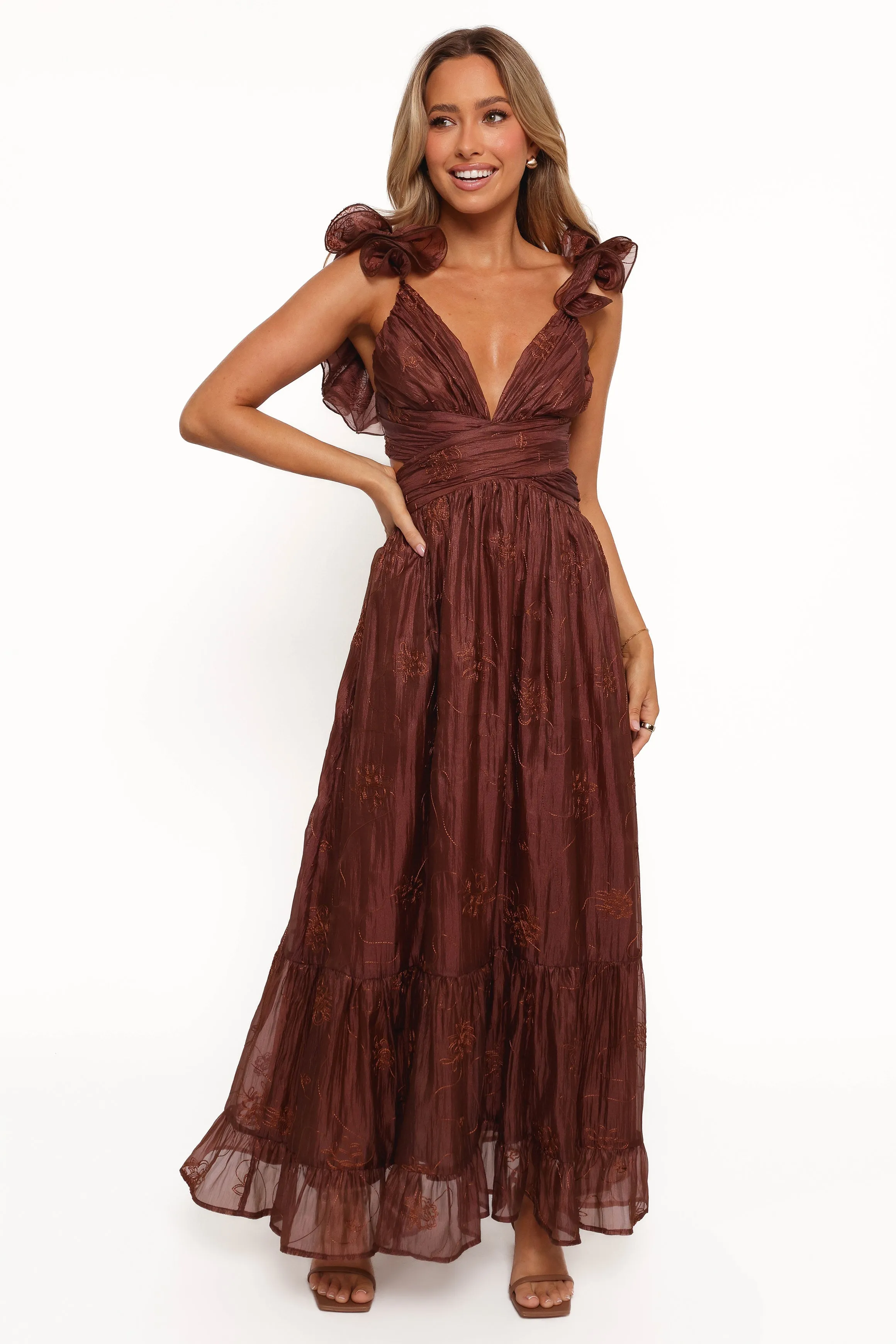 Harmony Maxi Dress - Brown Floral sold by Petal & Pup