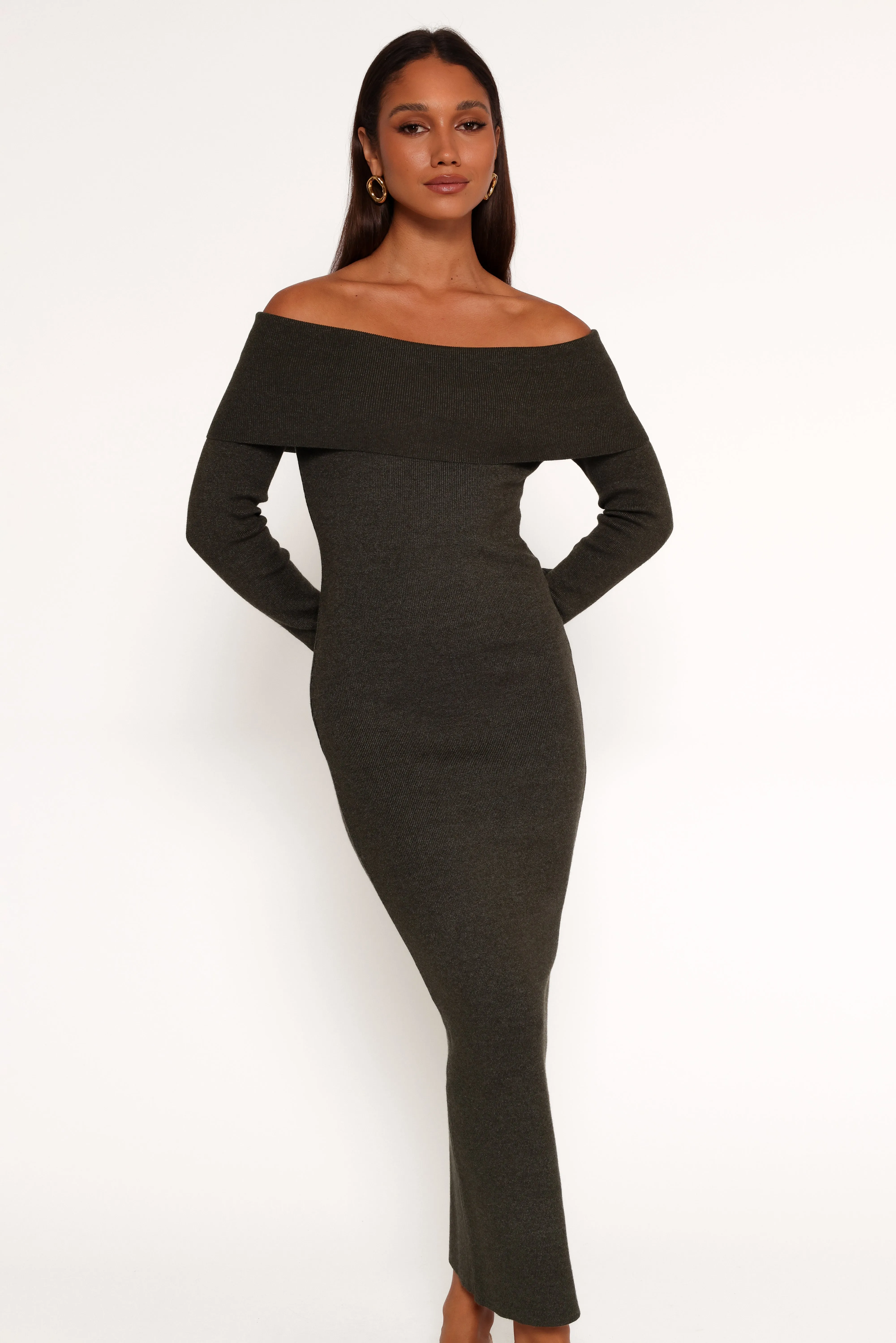 Archie Off The Shoulder Midi Dress - Olive sold by Petal & Pup product image thumbnail 3