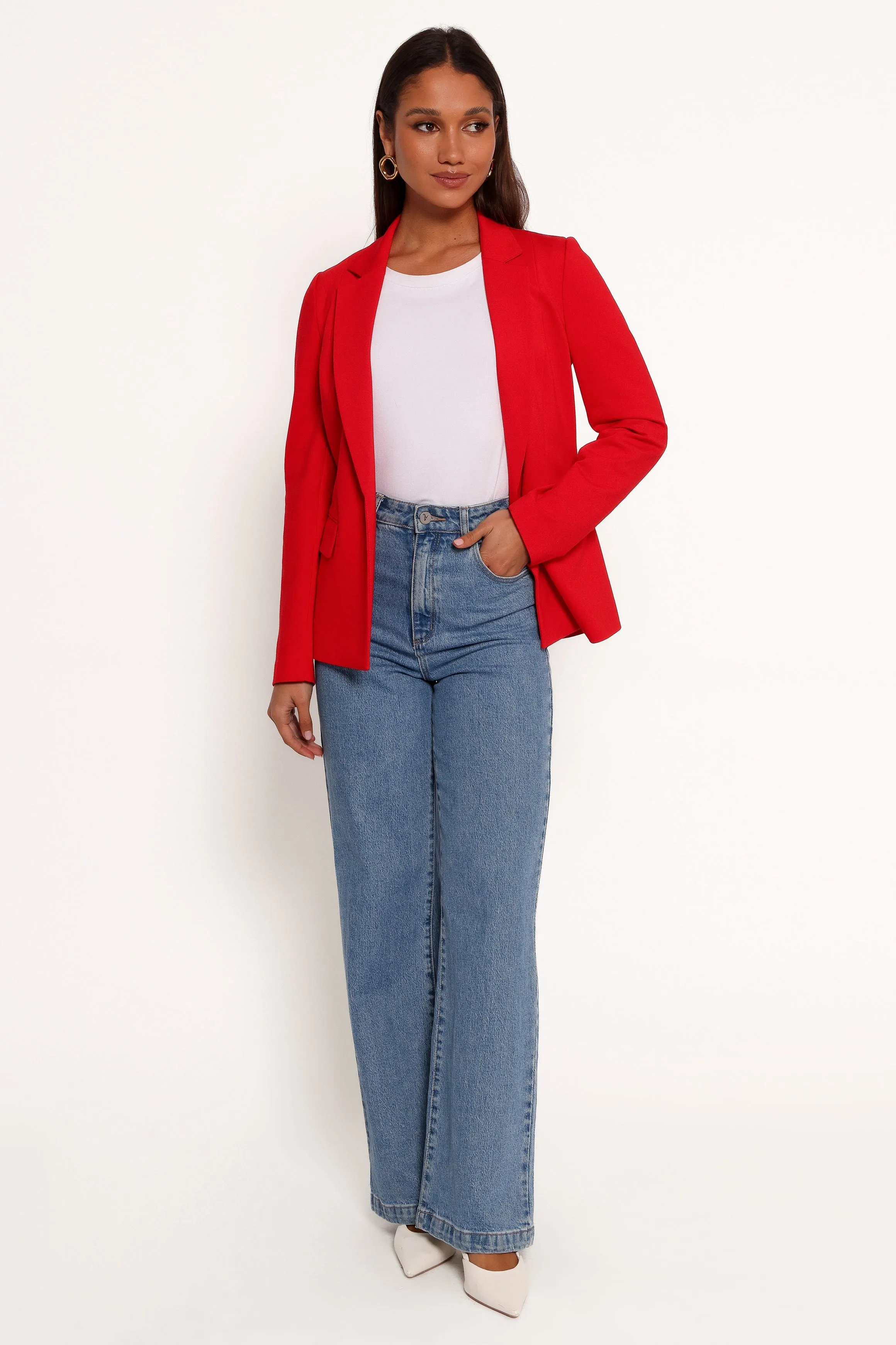 Ronny Open Front Knit Blazer - Scarlet Red sold by Petal & Pup product image thumbnail 2