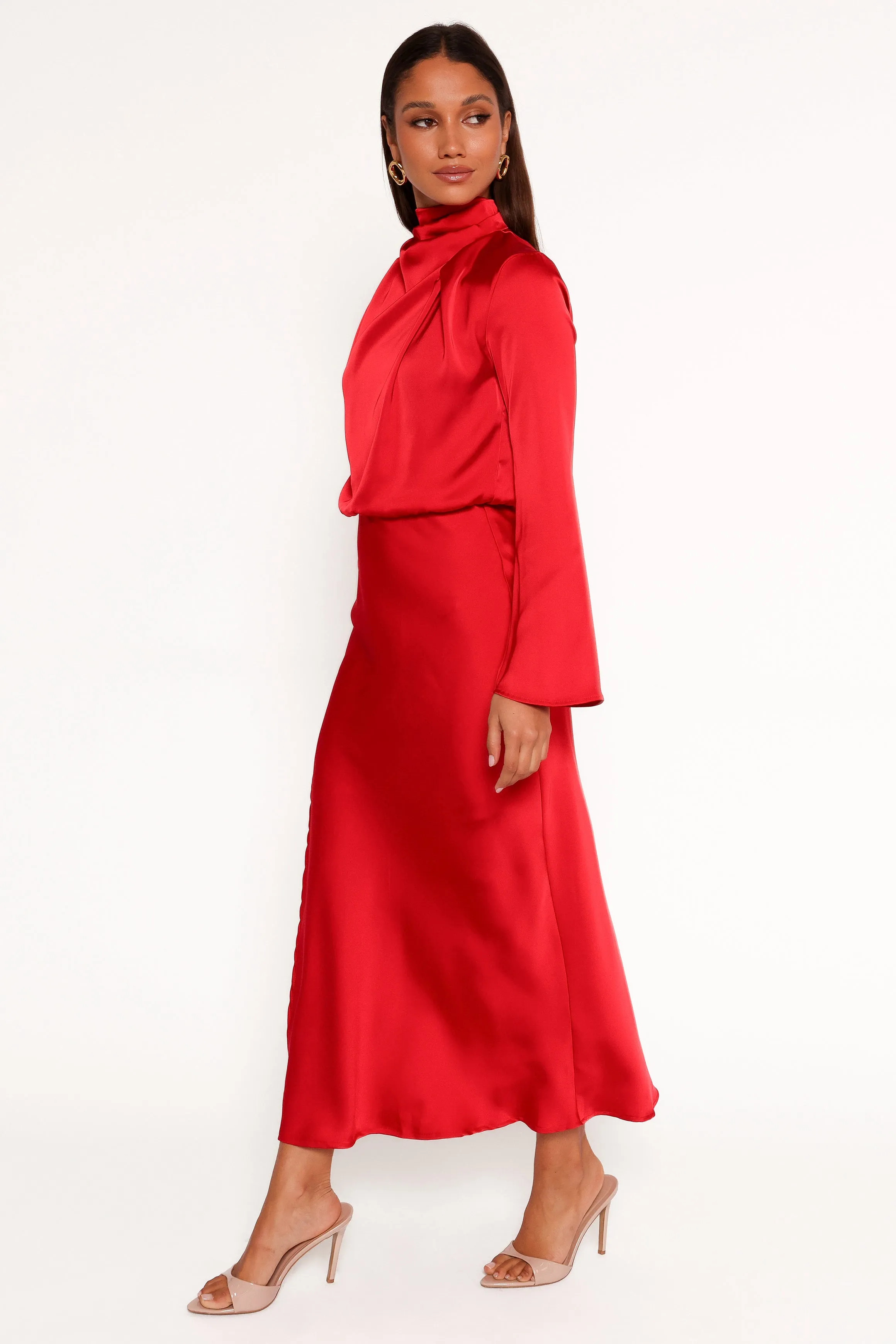Kristyn Long Sleeve Midi Dress - Red sold by Petal & Pup product image thumbnail 4