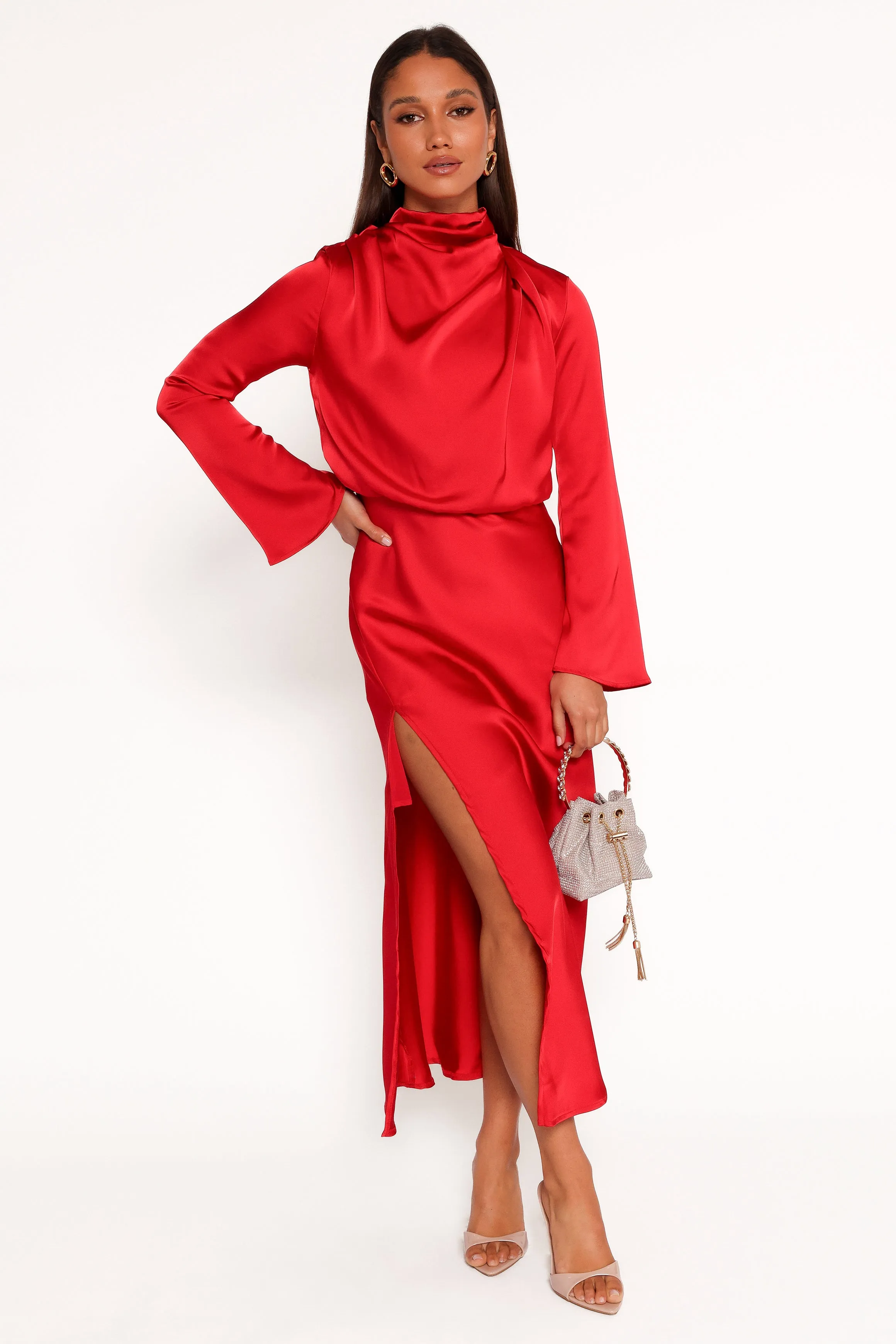Kristyn Long Sleeve Midi Dress - Red sold by Petal & Pup product image thumbnail 2