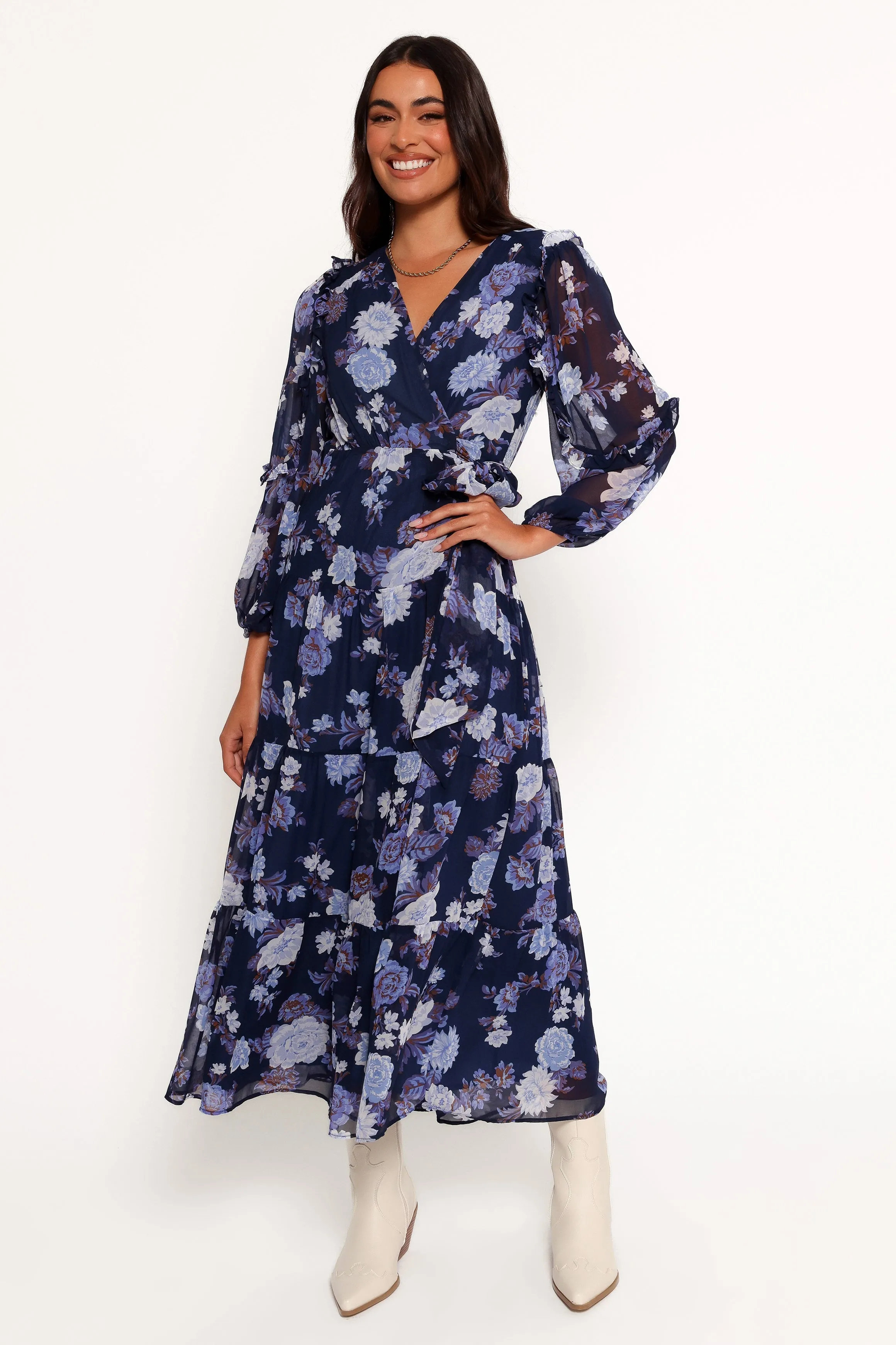 Korina Long Sleeve Maxi Dress - Vintage Blues sold by Petal & Pup