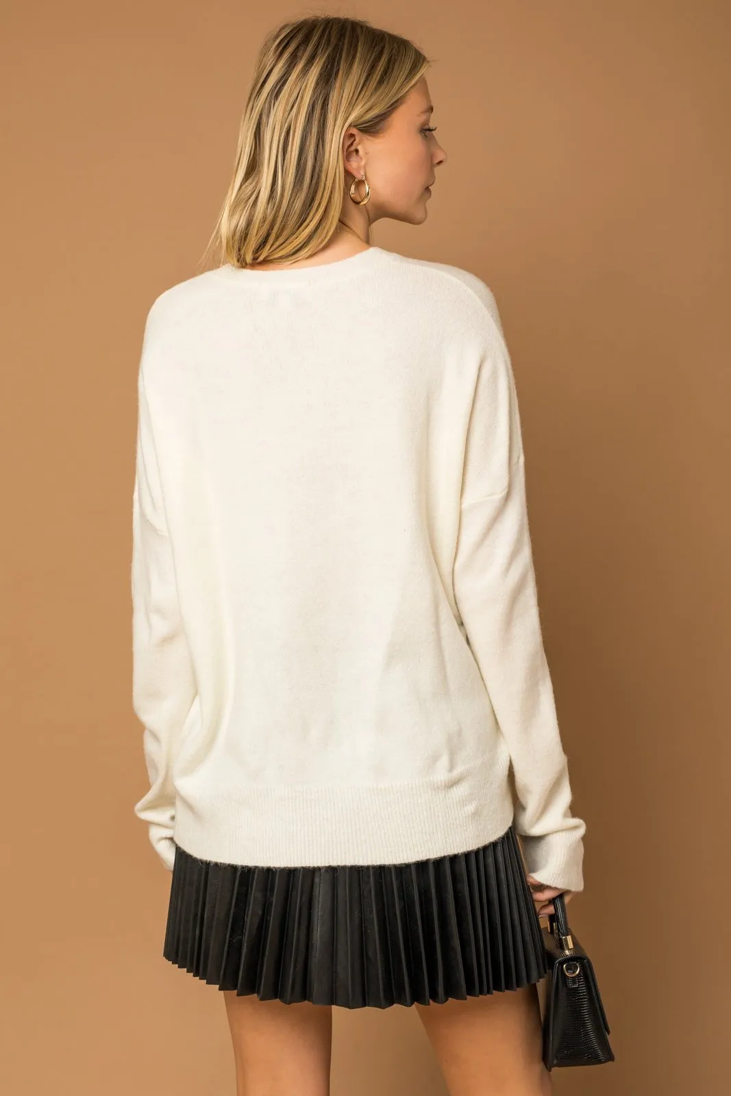 Poppy Cursive Cheer Knit Sweater - White sold by Petal & Pup product image thumbnail 3