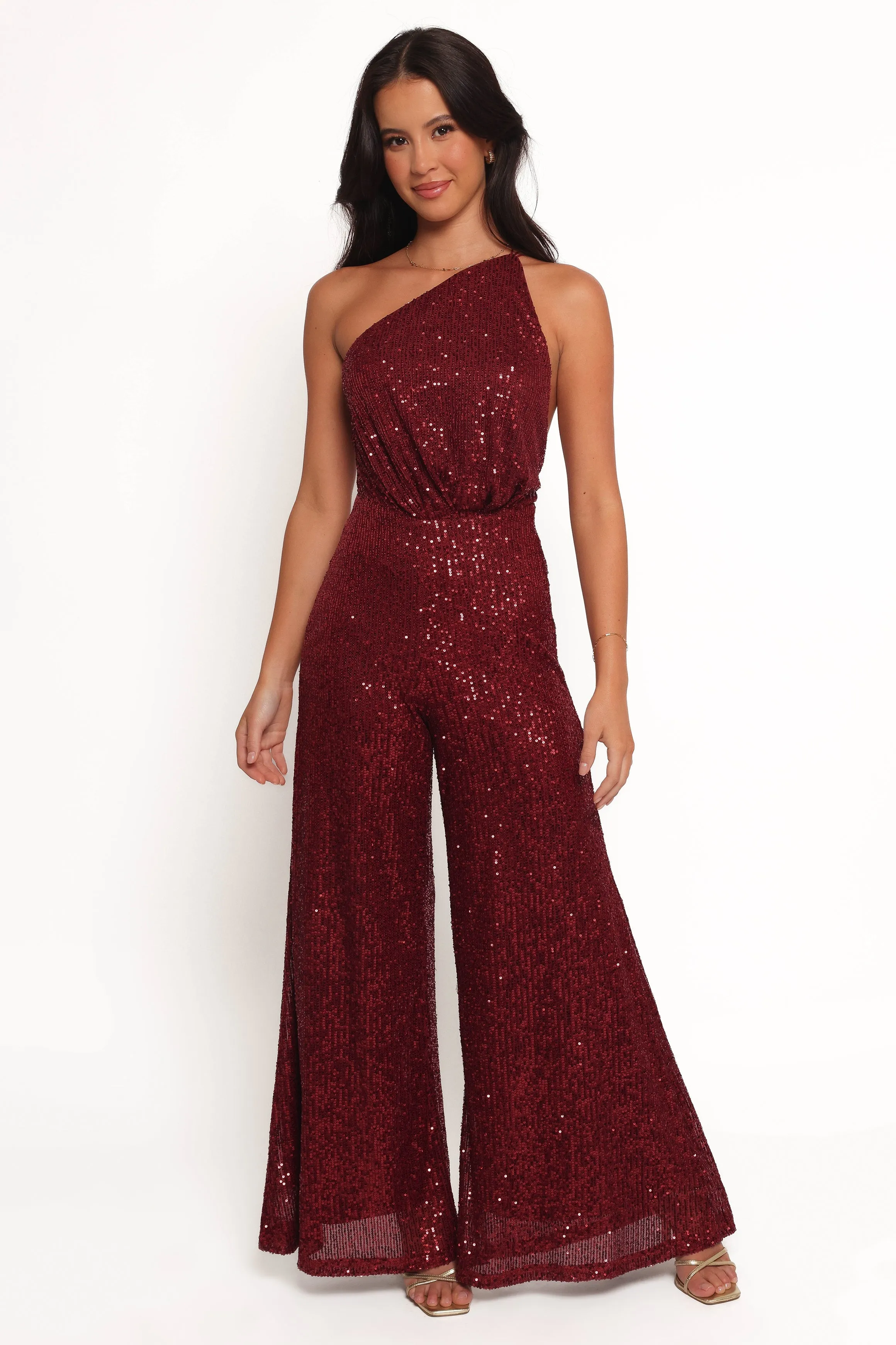 Khianna Sequin One Shoulder Jumpsuit - Red sold by Petal & Pup product image thumbnail 3