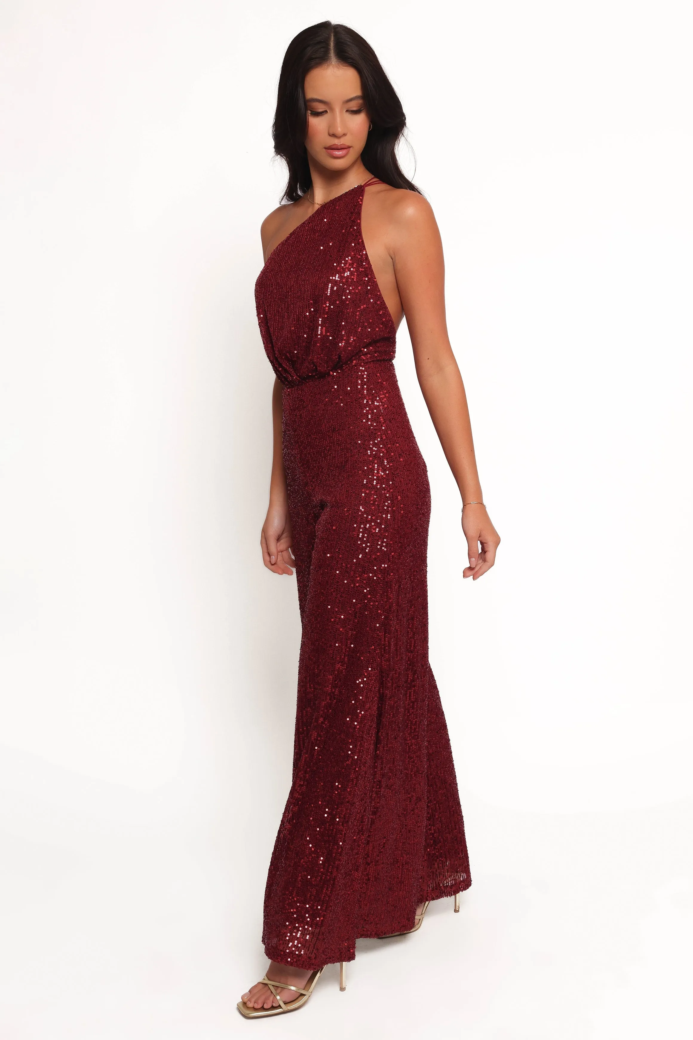 Khianna Sequin One Shoulder Jumpsuit - Red sold by Petal & Pup product image thumbnail 5