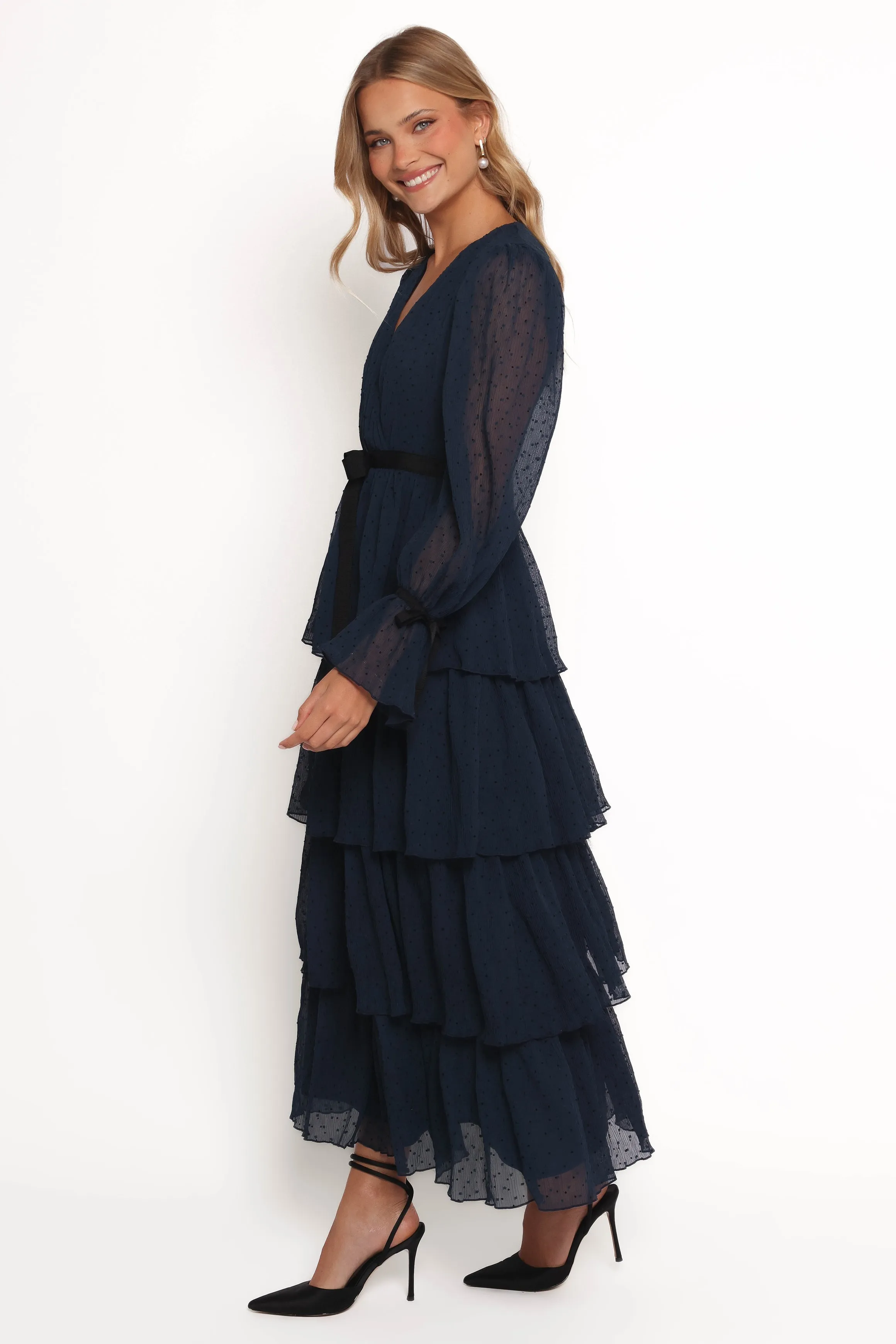 Antoinette Long Sleeve Tiered Maxi Dress - Navy sold by Petal & Pup product image thumbnail 4