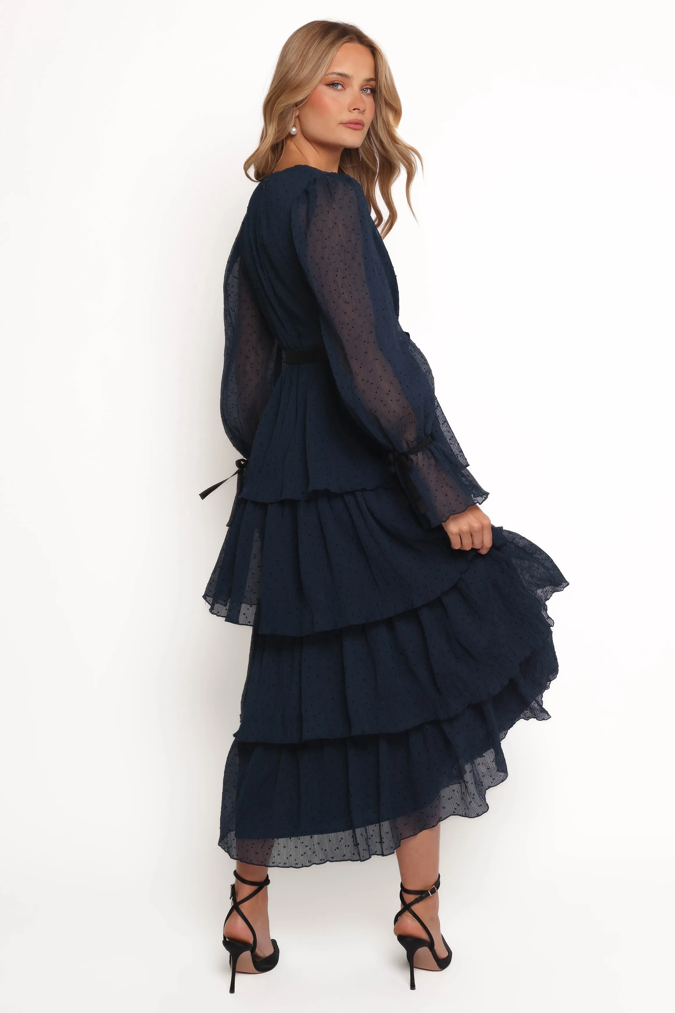 Antoinette Long Sleeve Tiered Maxi Dress - Navy sold by Petal & Pup product image thumbnail 5