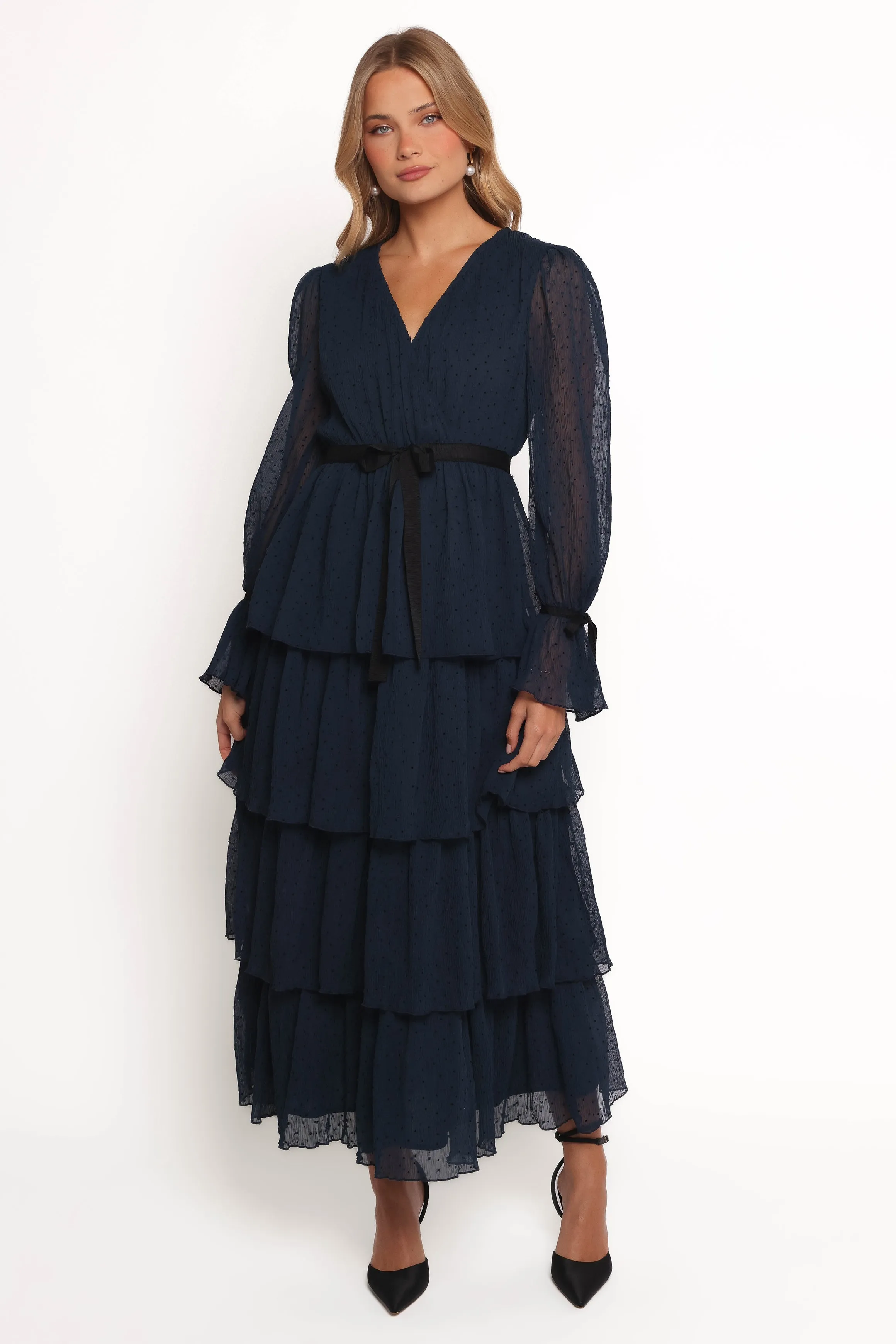 Antoinette Long Sleeve Tiered Maxi Dress - Navy sold by Petal & Pup product image thumbnail 2