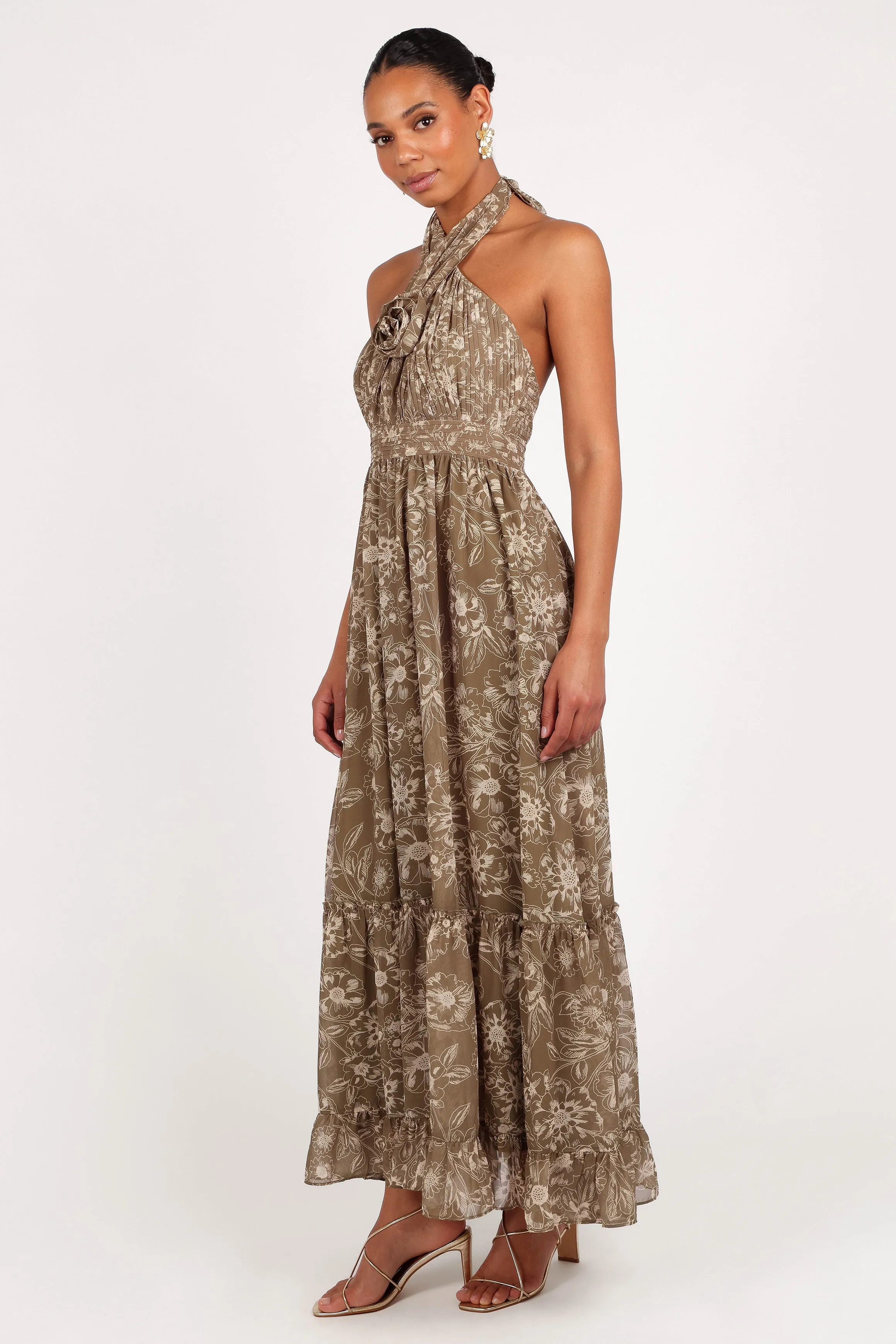Lennon Halterneck Maxi Dress - Olive Floral sold by Petal & Pup product image thumbnail 4