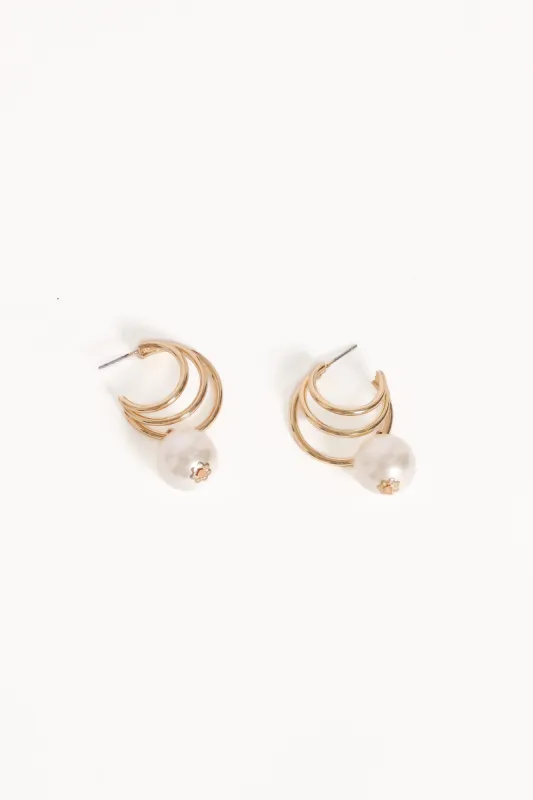 Chelsea Earrings - Gold/Pearl sold by Petal & Pup