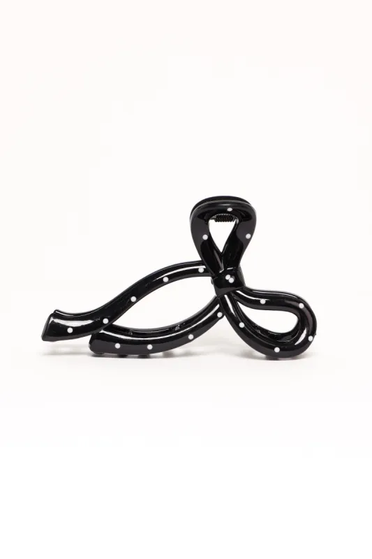 Nova Hair Clip - Black Polka Dot sold by Petal & Pup