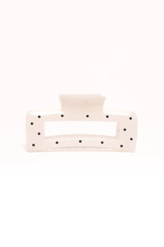 Avah Hair Clip - White Polka Dot made by Petal & Pup