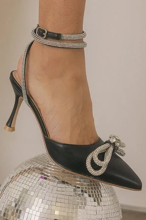 Chelsea Bow Front Kitten Heel - Black sold by Petal & Pup