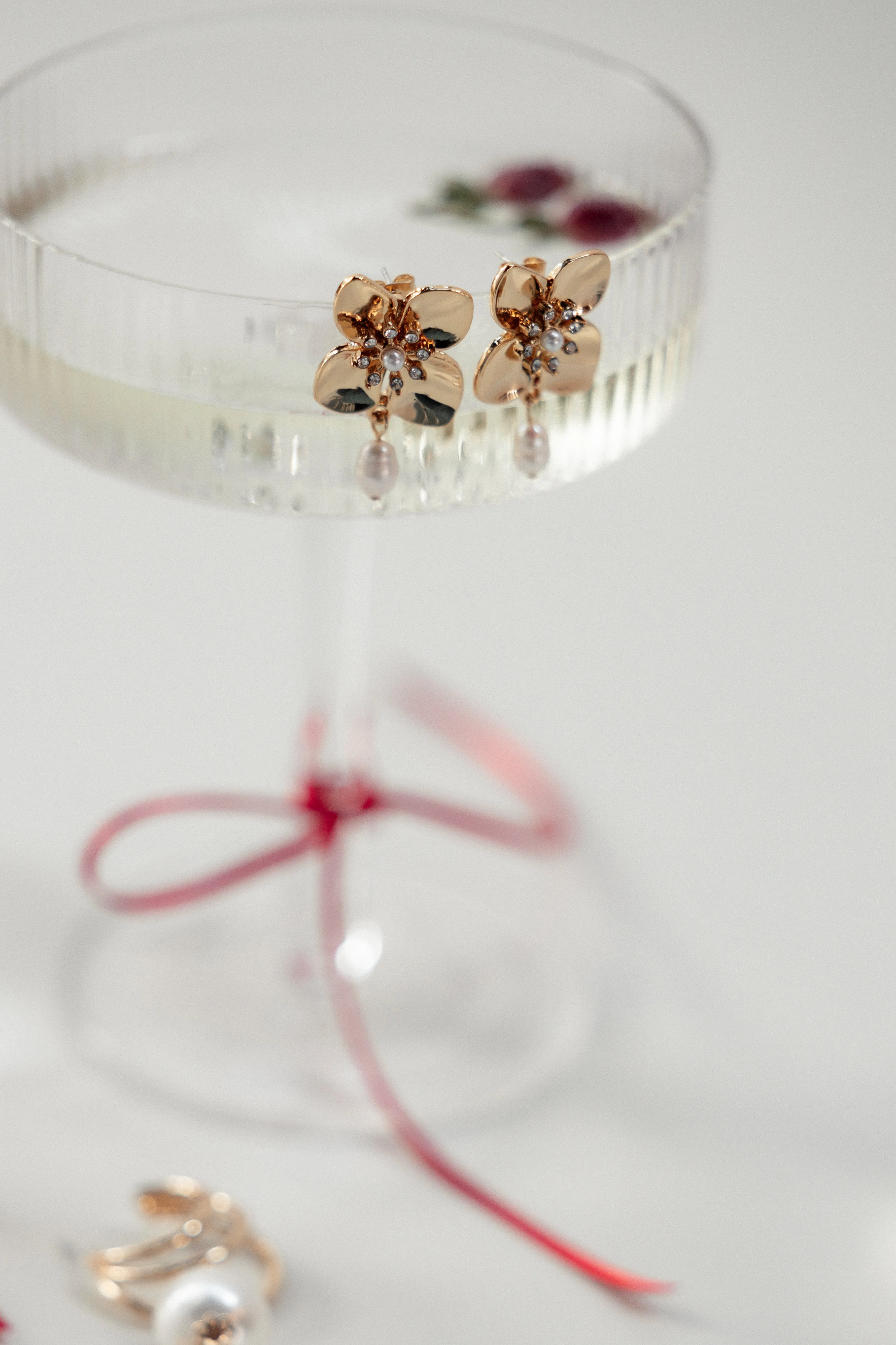 Trina Flower Earrings - Gold/Pearl sold by Petal & Pup