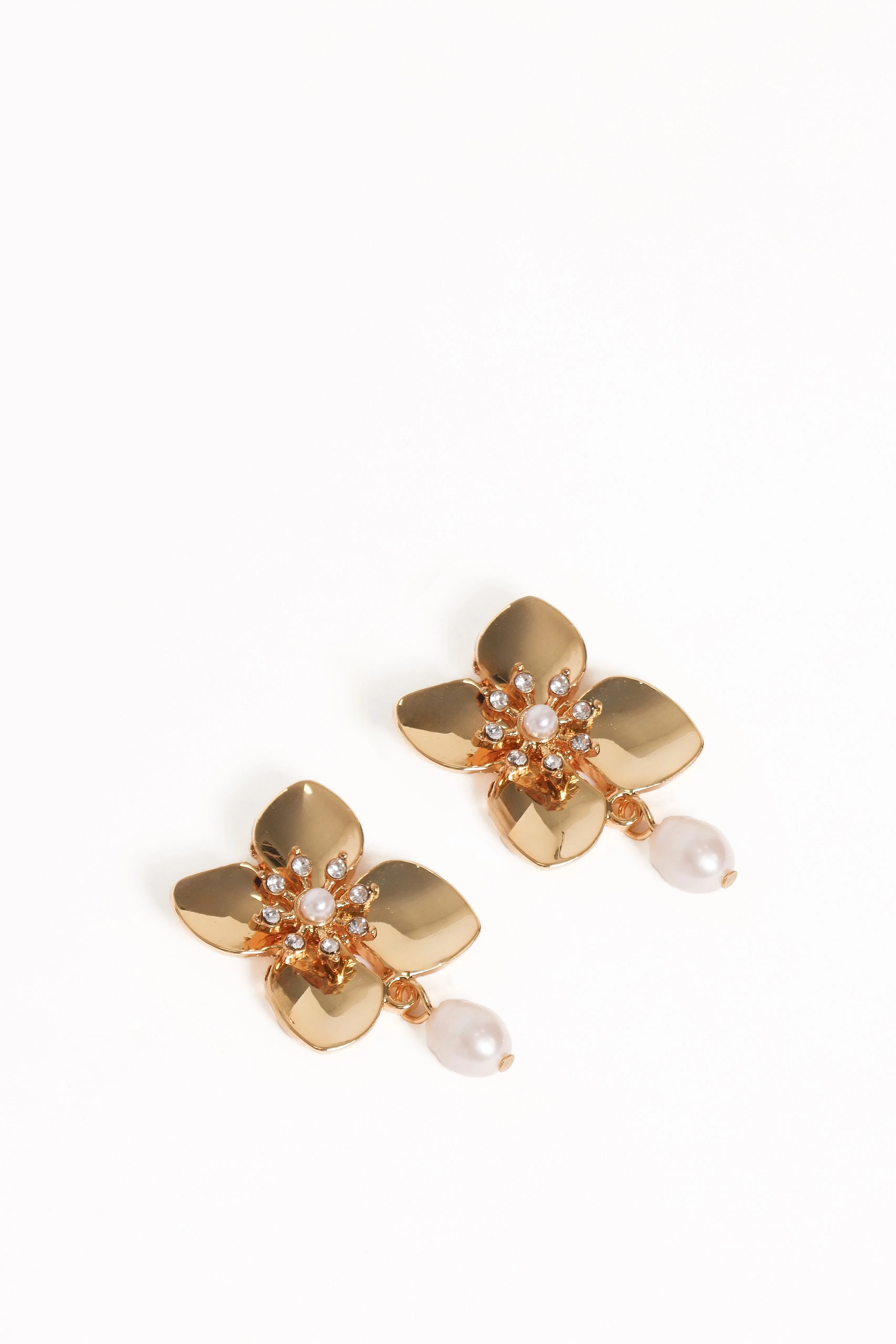 Trina Flower Earrings - Gold/Pearl sold by Petal & Pup product image thumbnail 2