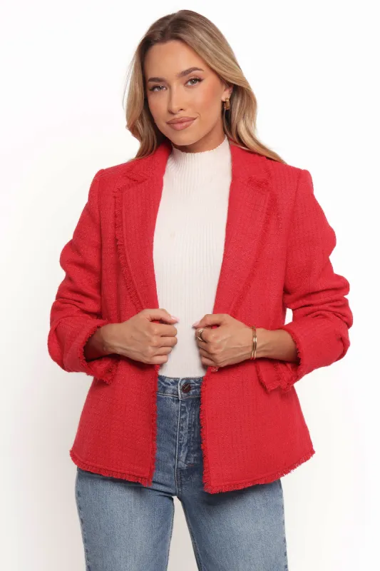 Simona Single Button Twill Blazer - Red sold by Petal & Pup