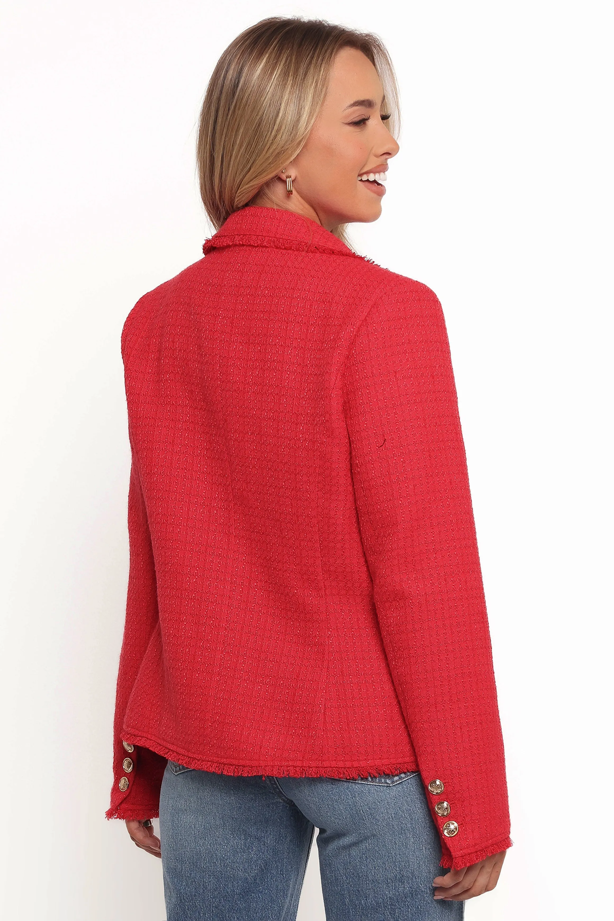 Simona Single Button Twill Blazer - Red sold by Petal & Pup product image thumbnail 4