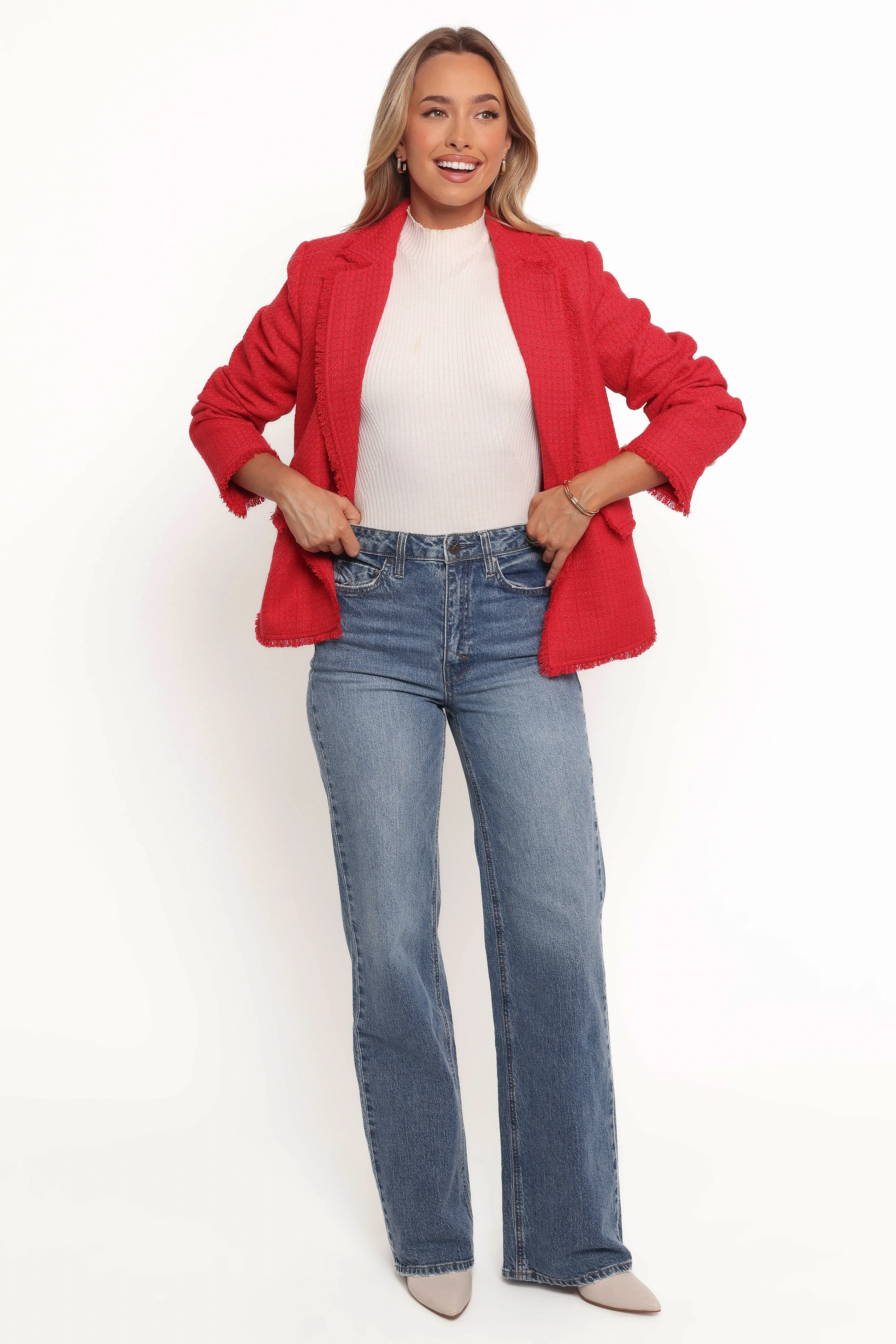 Simona Single Button Twill Blazer - Red sold by Petal & Pup product image thumbnail 2