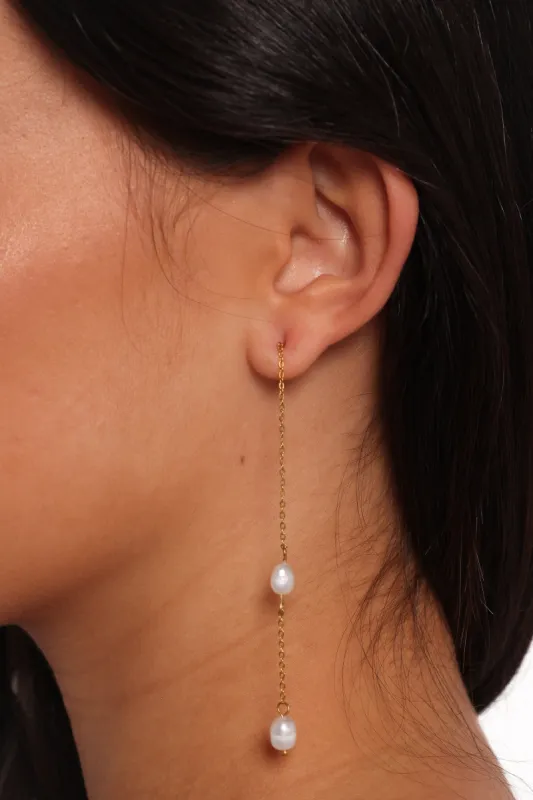 Este Pearl Drop Earrings - Gold sold by Petal & Pup