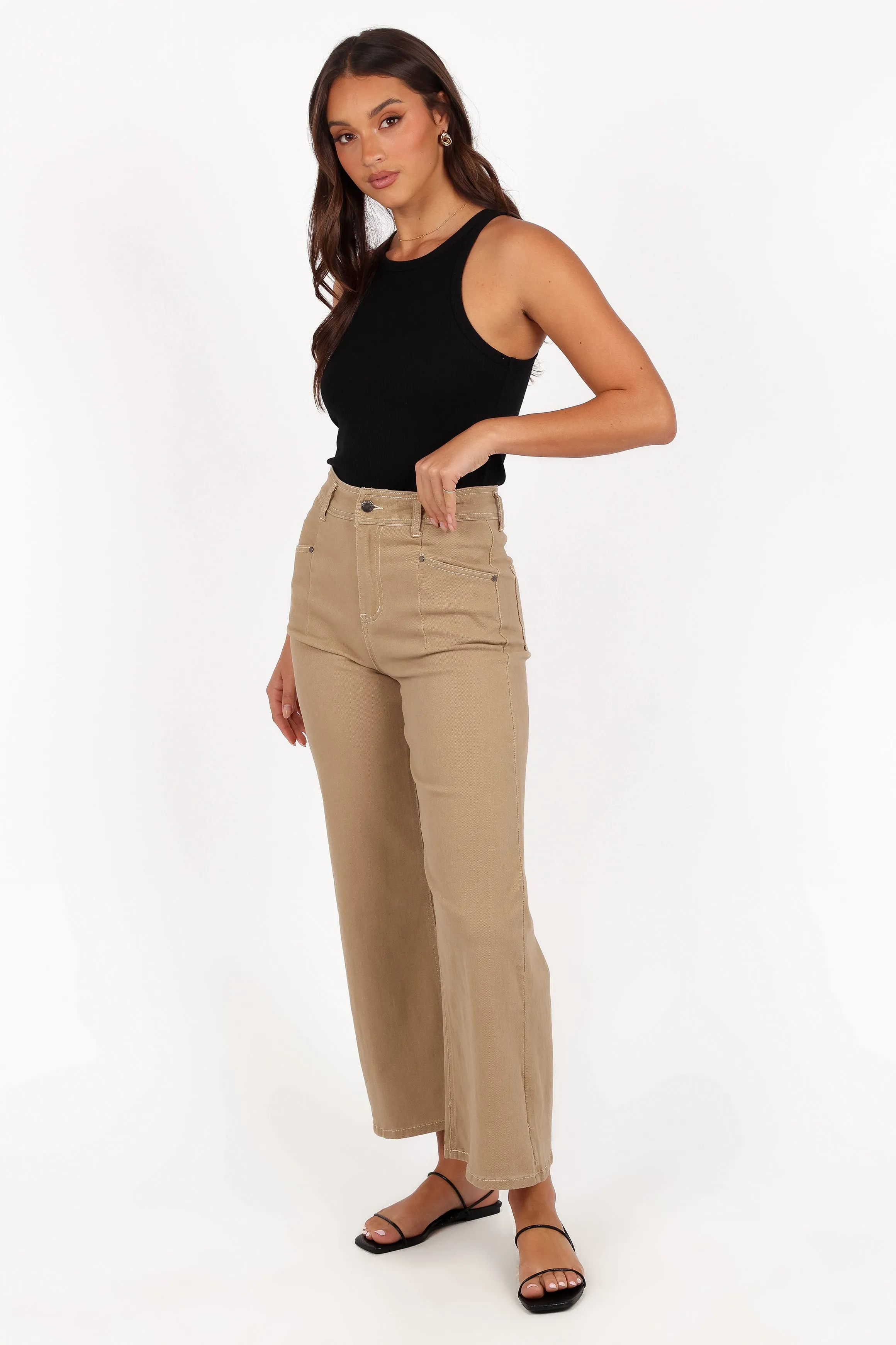 Parson Wide Leg Pant - Taupe sold by Petal & Pup product image thumbnail 3