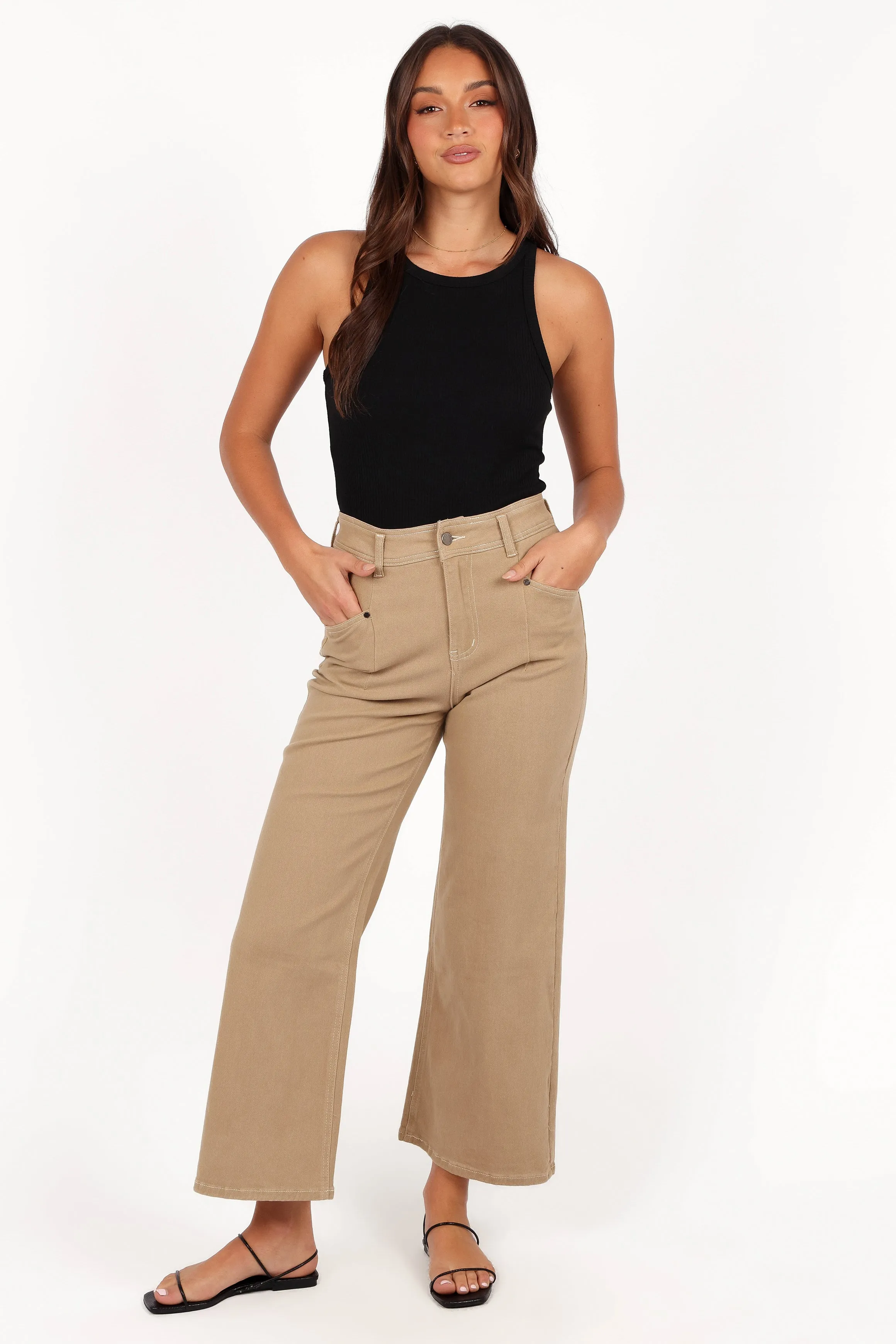 Parson Wide Leg Pant - Taupe sold by Petal & Pup