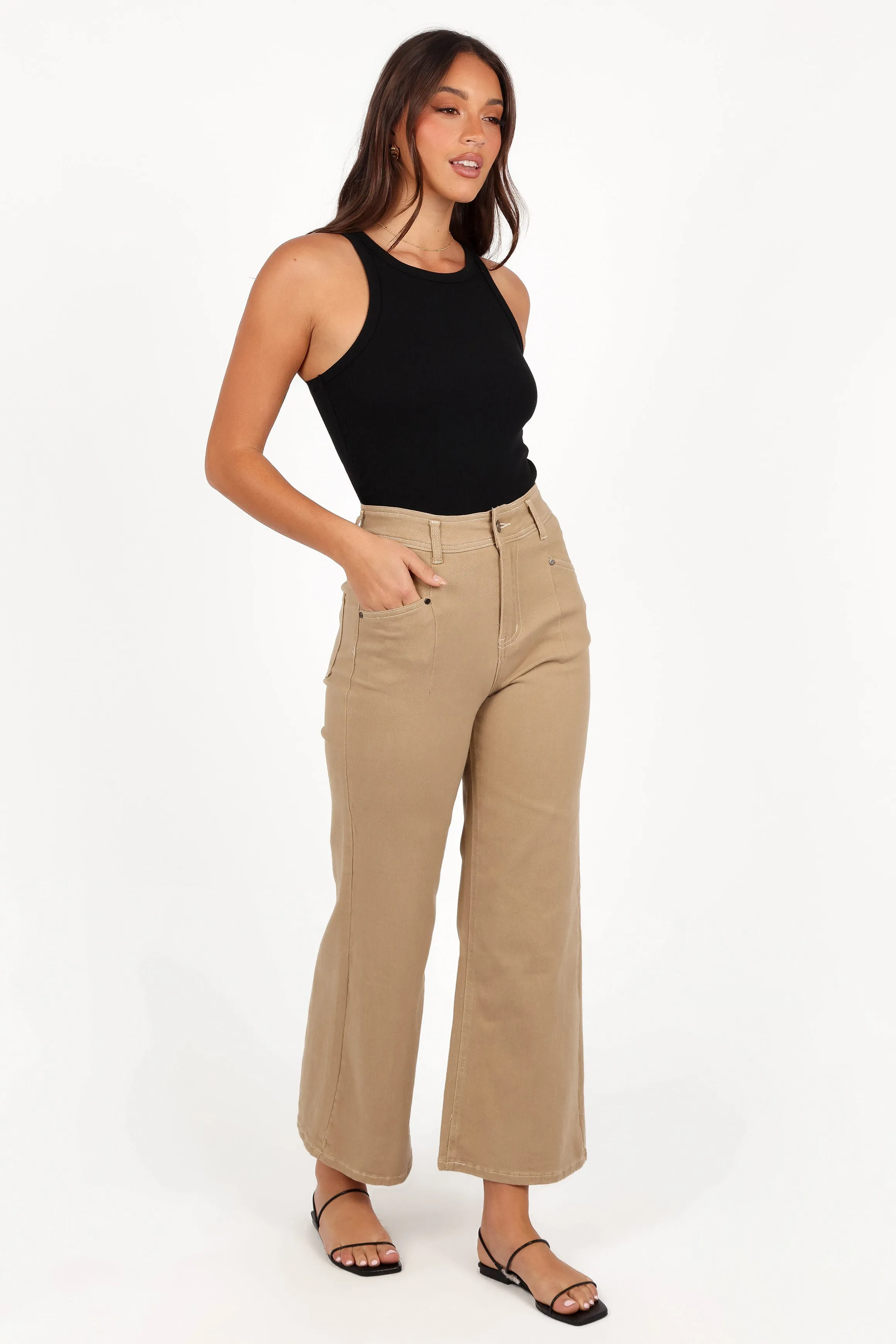 Parson Wide Leg Pant - Taupe sold by Petal & Pup product image thumbnail 5