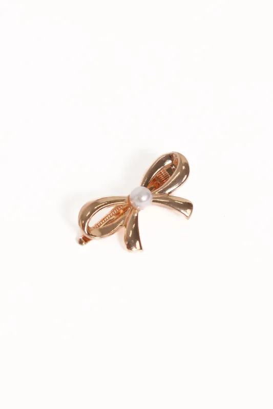 Scout Bow Hair Clip - Gold/Pearl sold by Petal & Pup