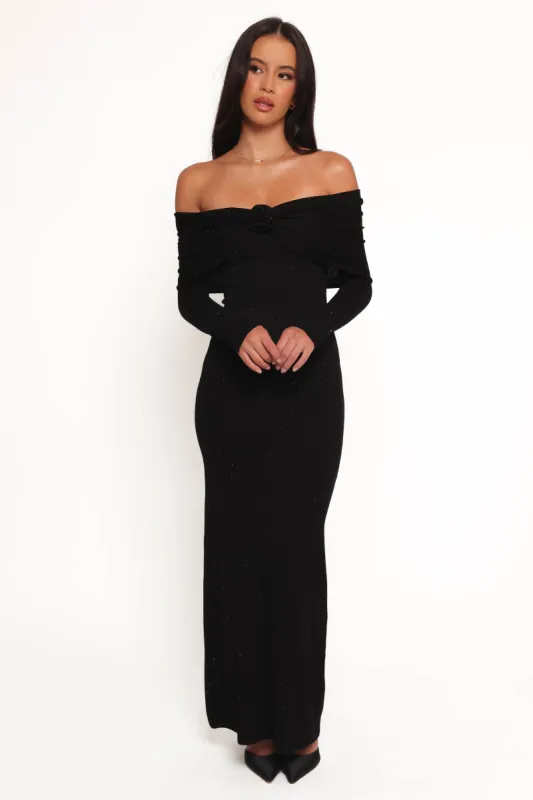 Pennie Maxi Dress - Black Sequin Knit sold by Petal & Pup