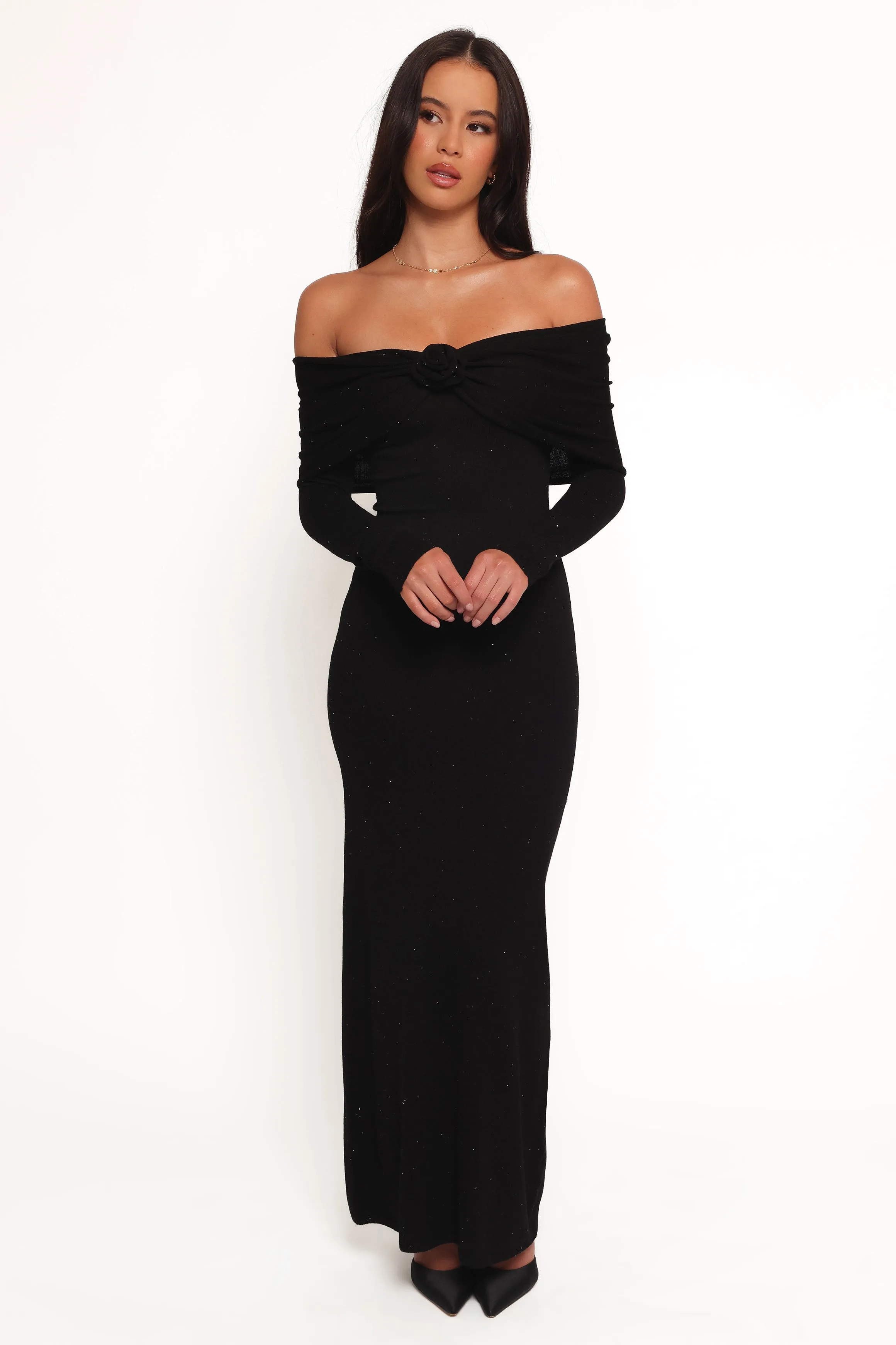 Pennie Maxi Dress - Black Sequin Knit sold by Petal & Pup
