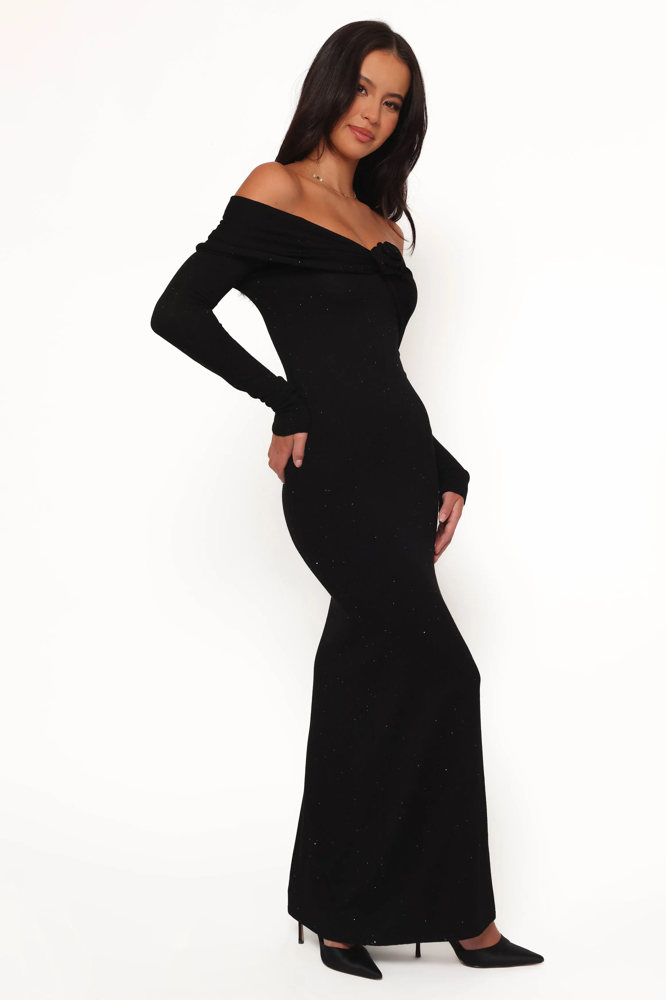 Pennie Maxi Dress - Black Sequin Knit sold by Petal & Pup product image thumbnail 4