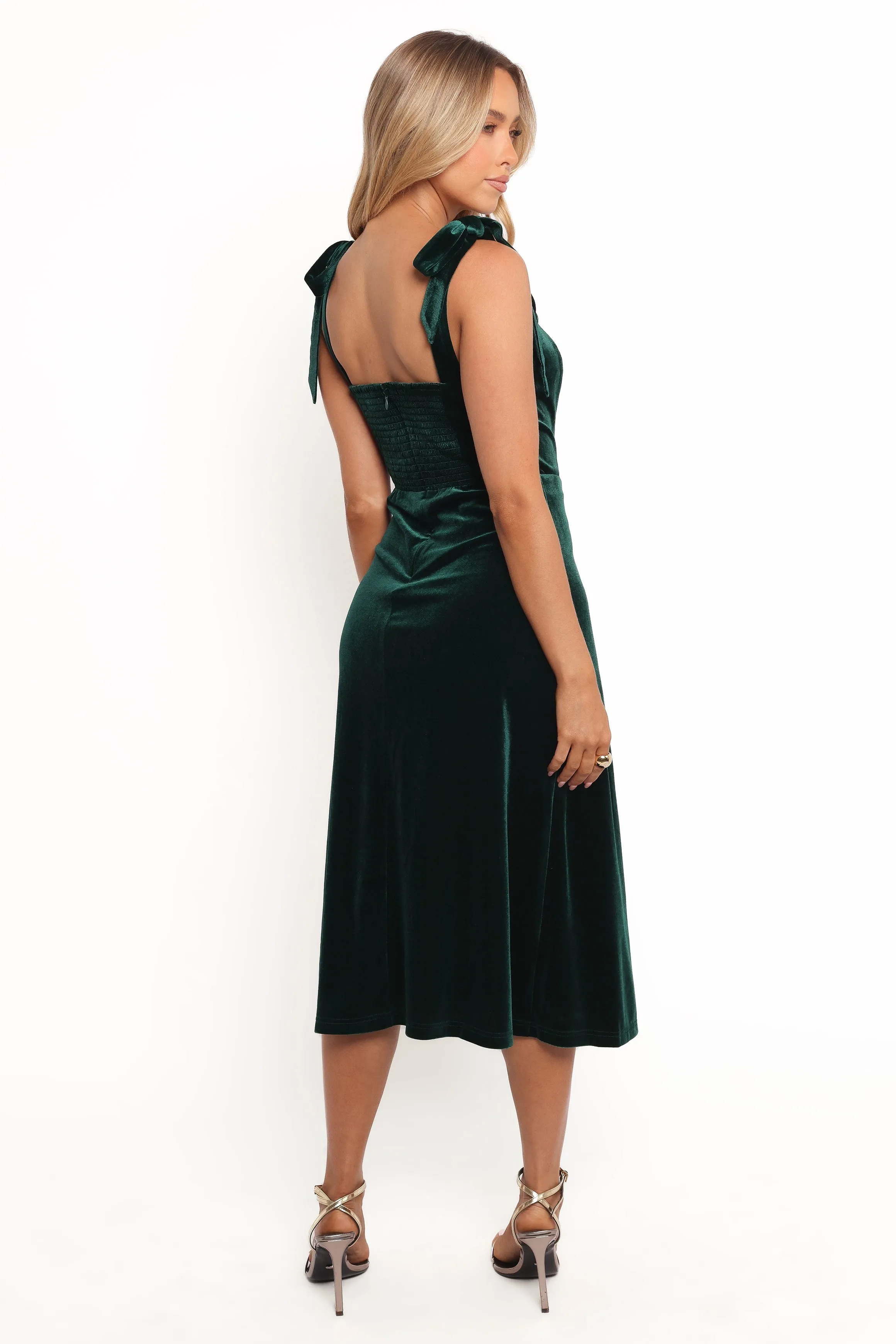 Laurel Velvet Midi Dress - Emerald Green sold by Petal & Pup product image thumbnail 3