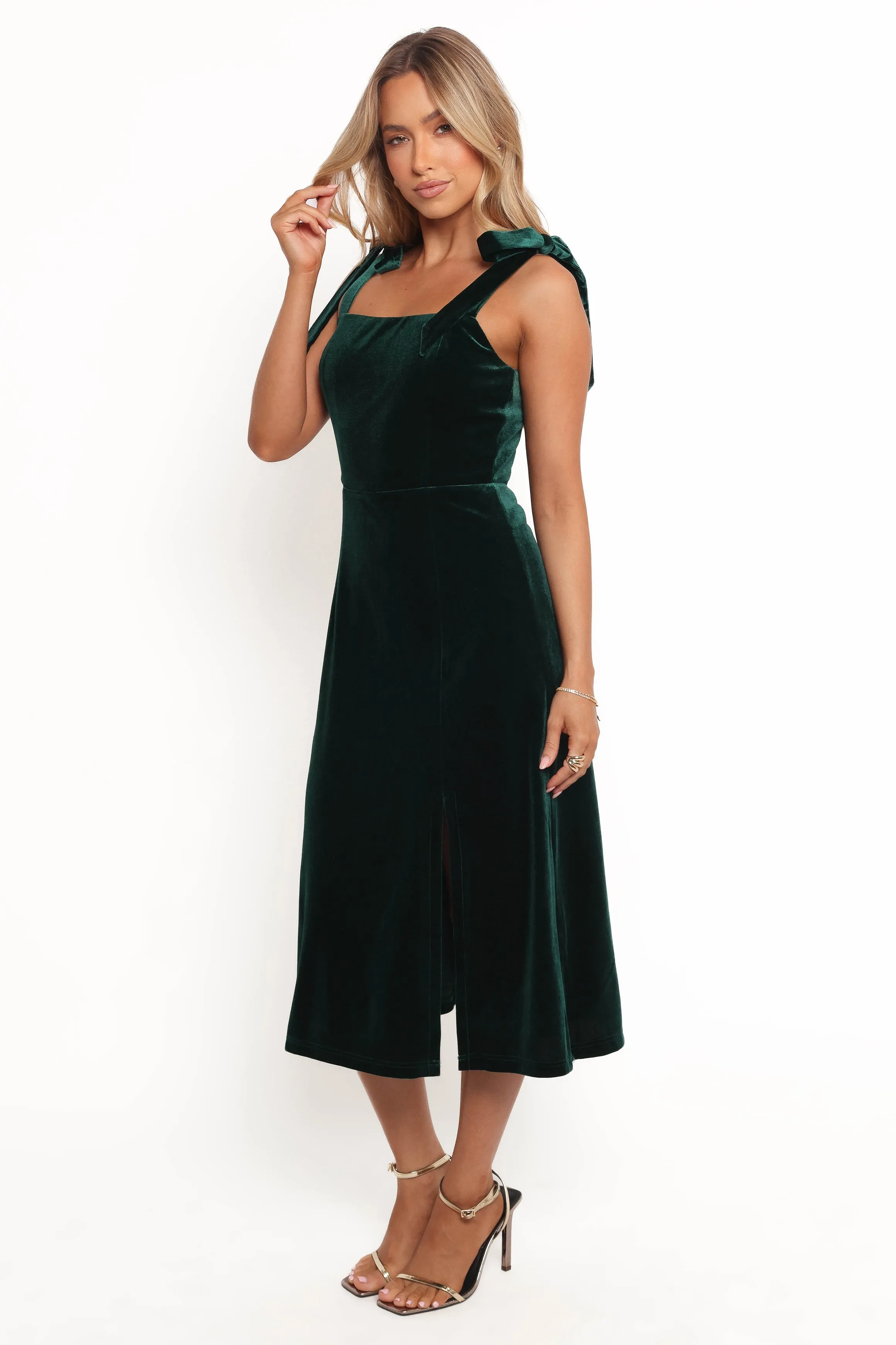 Laurel Velvet Midi Dress - Emerald Green sold by Petal & Pup product image thumbnail 2