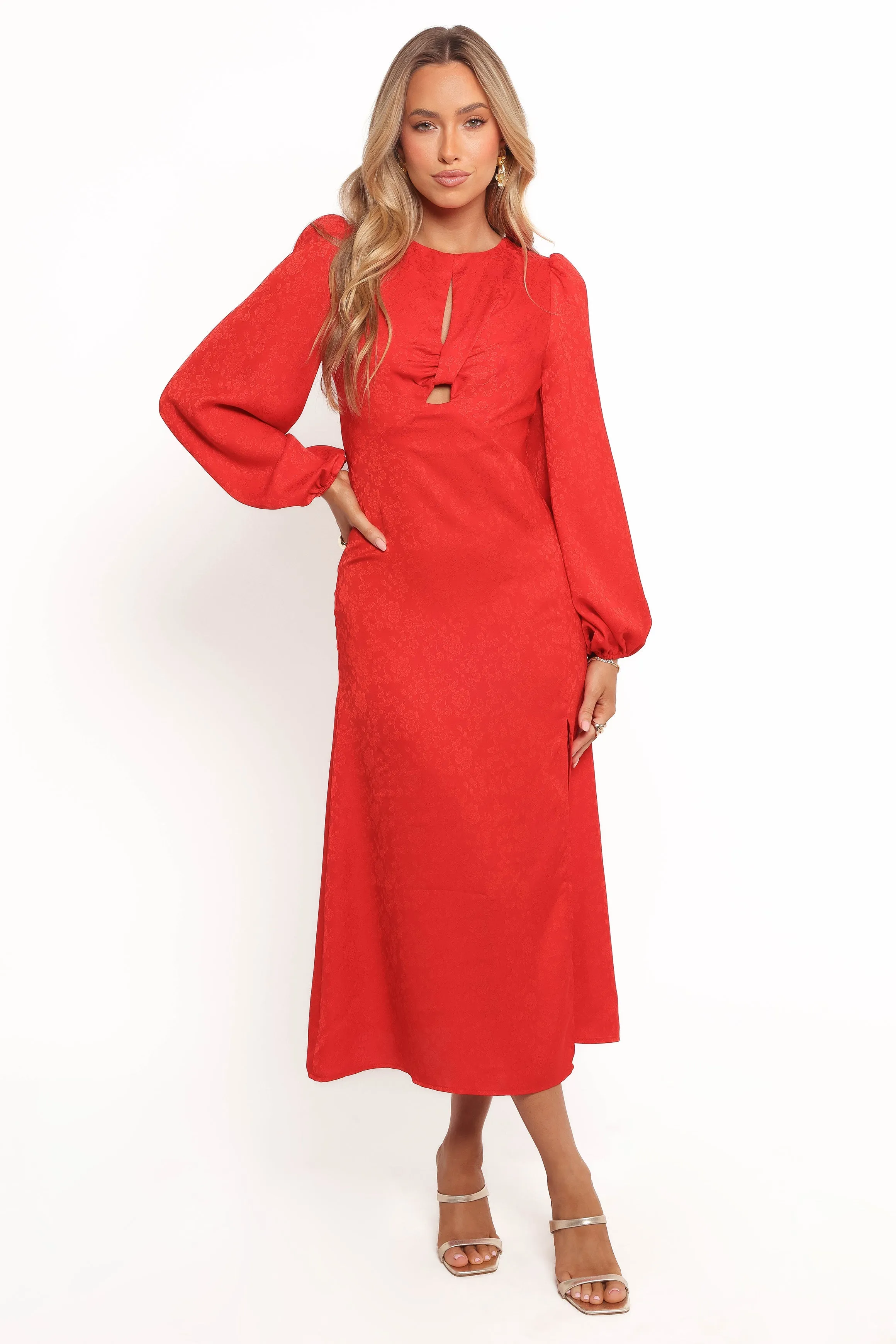 Laine Long Sleeve Midi Dress - Red sold by Petal & Pup product image thumbnail 2