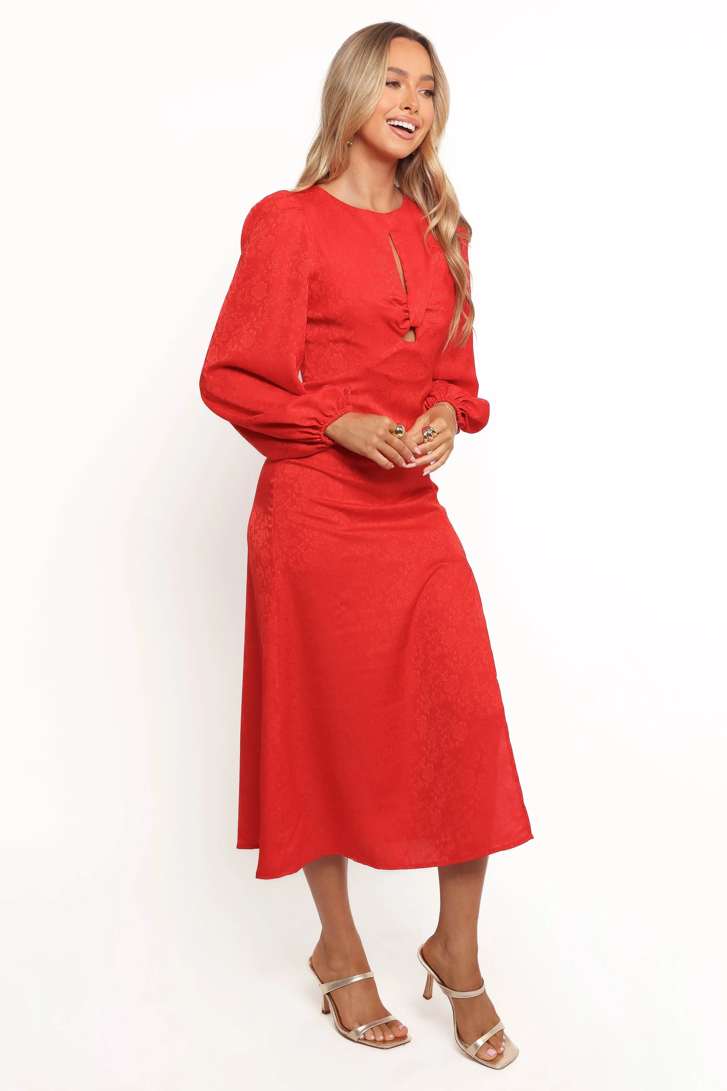 Laine Long Sleeve Midi Dress - Red sold by Petal & Pup product image thumbnail 5