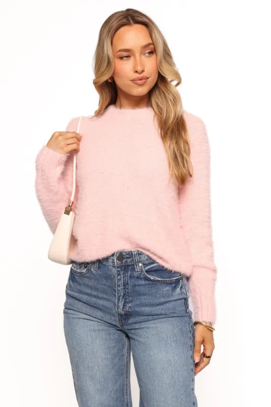 Aspra Fuzzy Crewneck Knit Sweater - Pink sold by Petal & Pup