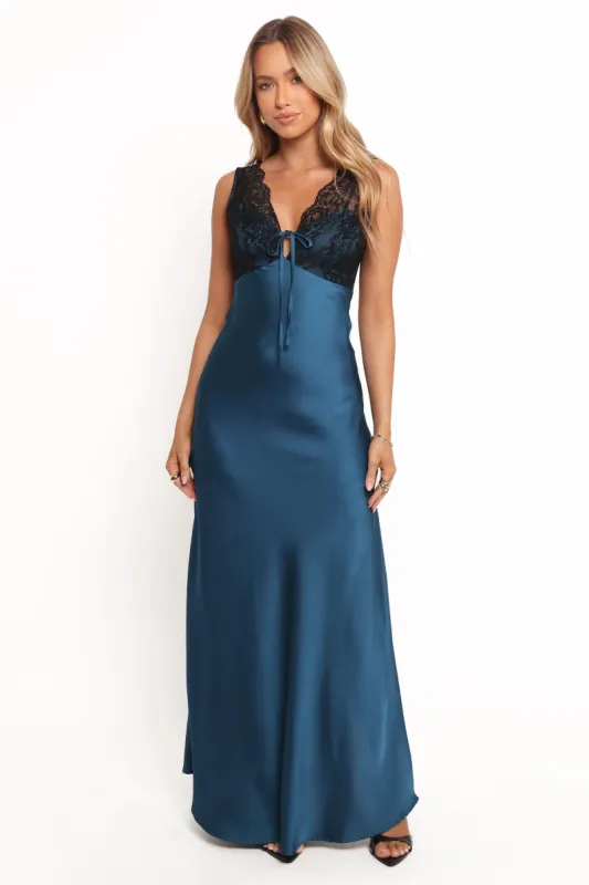 Cammy Maxi Slip Dress - Blue/Black sold by Petal & Pup