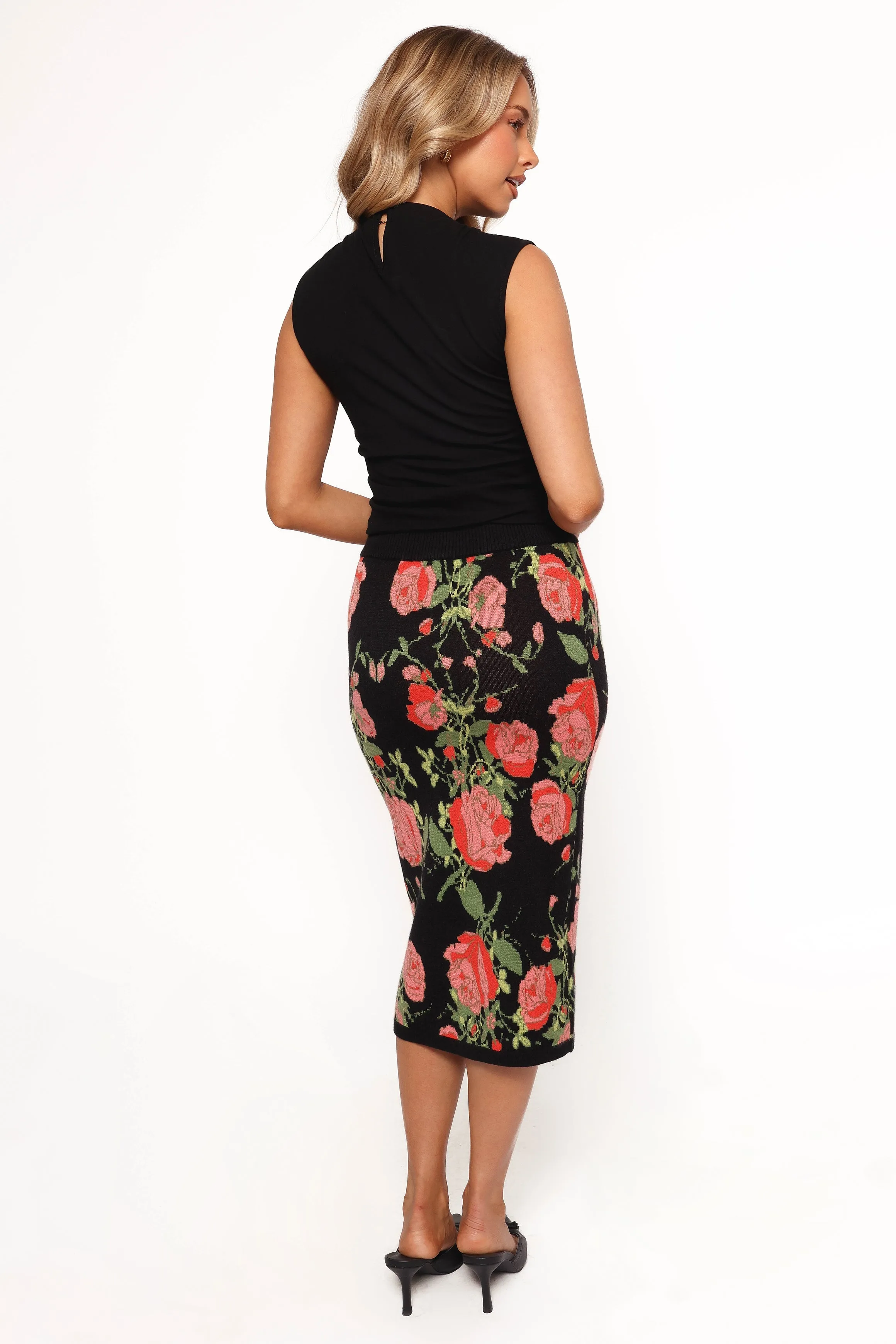 Reeva Knit Skirt - Black Floral sold by Petal & Pup product image thumbnail 4