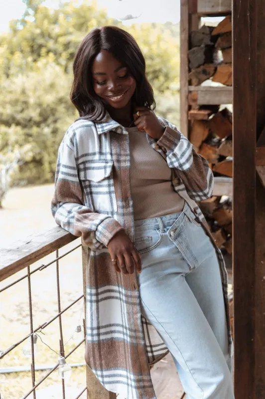 Dion Shacket - Brown Check sold by Petal & Pup