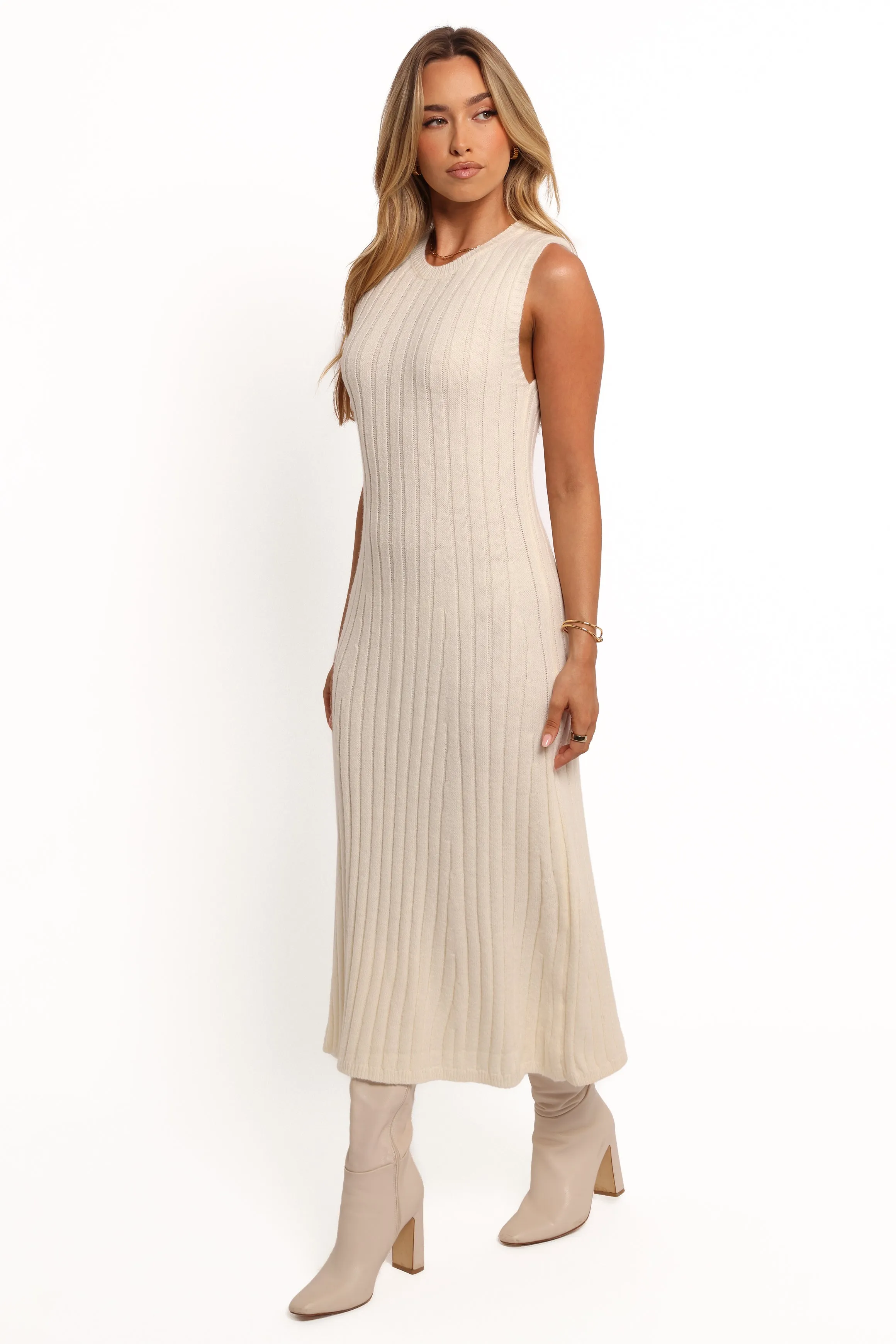 Kellie Knit Midi Dress - White sold by Petal & Pup product image thumbnail 3