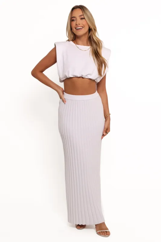 Kya Ribbed Knit Midi Skirt - White sold by Petal & Pup