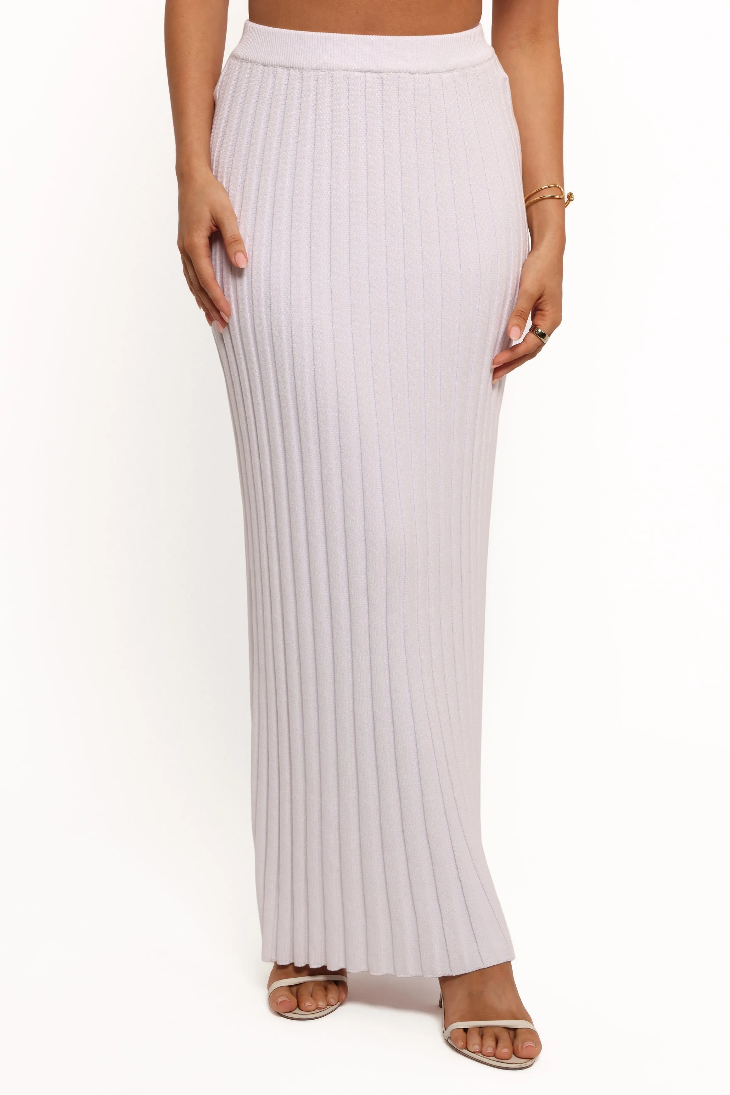 Kya Ribbed Knit Midi Skirt - White sold by Petal & Pup product image thumbnail 2