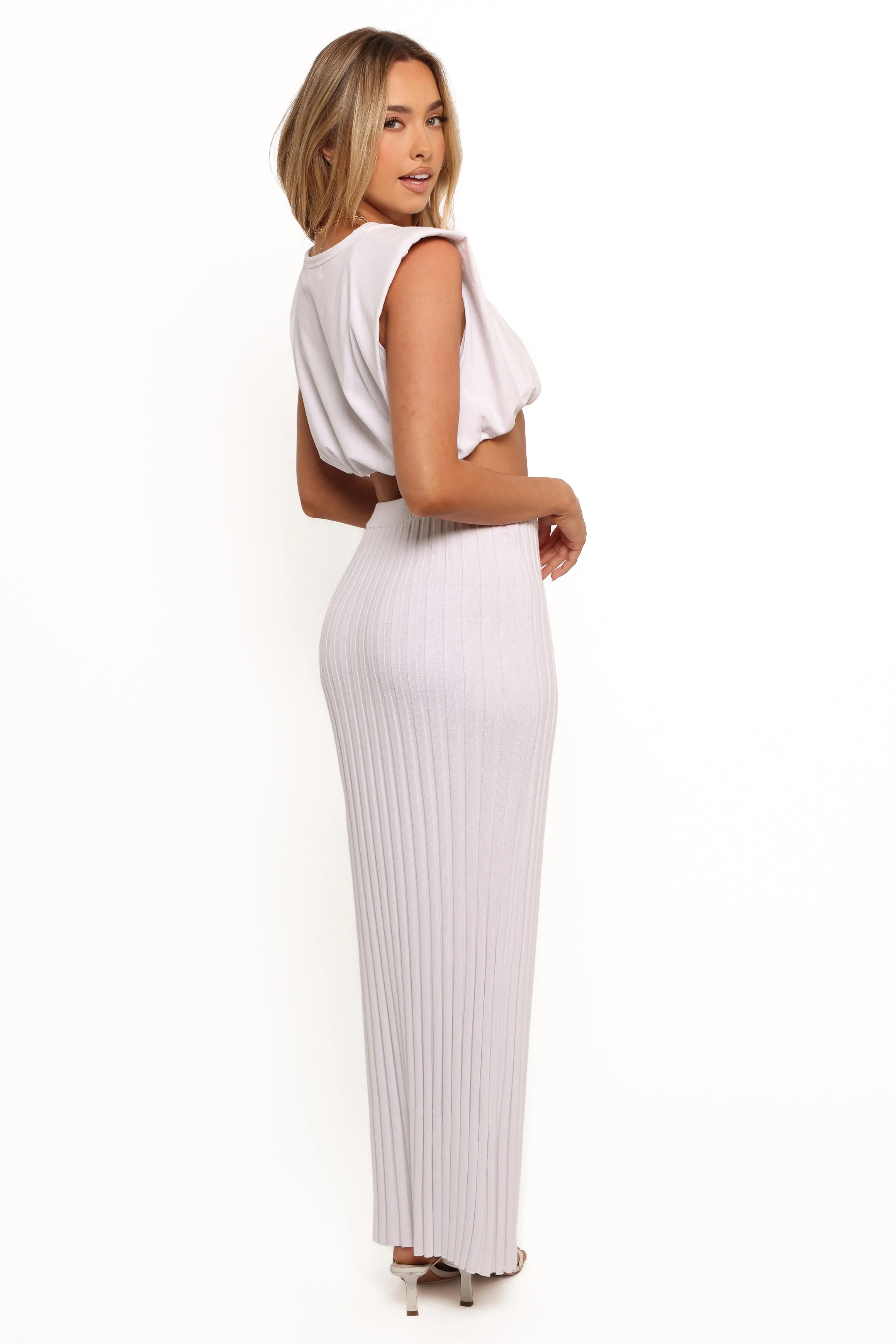 Kya Ribbed Knit Midi Skirt - White sold by Petal & Pup product image thumbnail 4