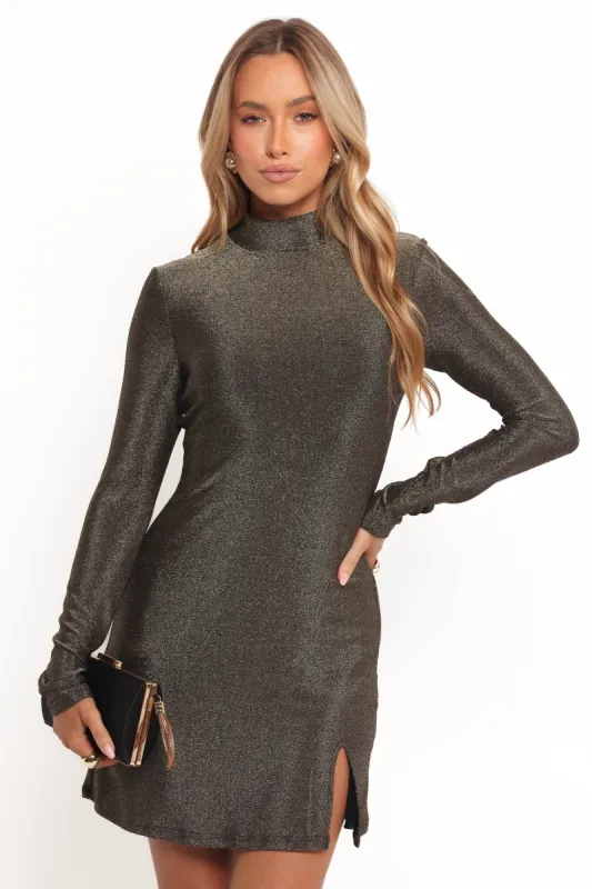 Taylor Metallic Mini Dress - Gold sold by Petal & Pup