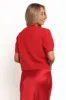 Orlana Embellished Neck Short Sleeve Sweater - Red sold by Petal & Pup