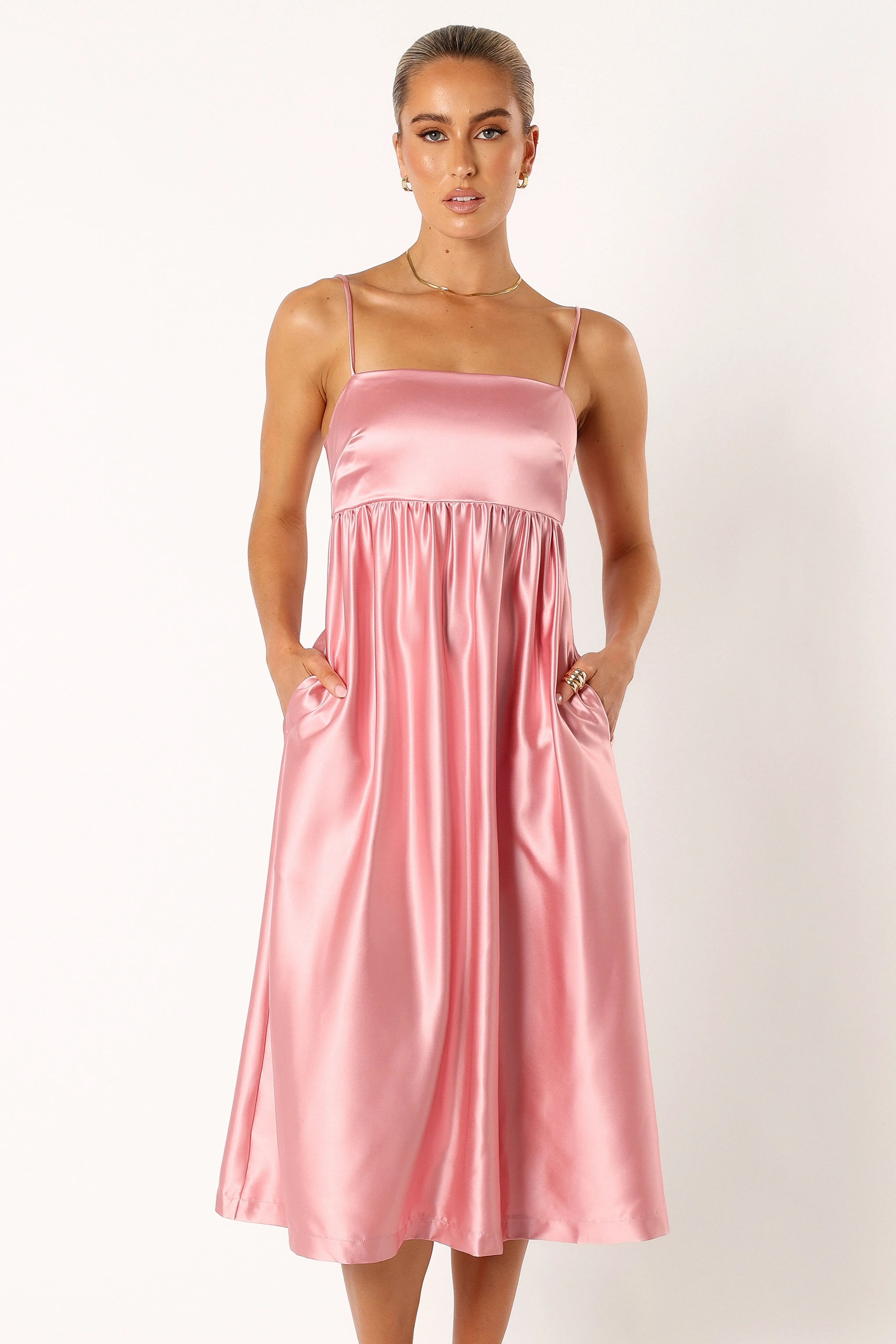 Teagan Bow Back Midi Dress - Soft Pink sold by Petal & Pup product image thumbnail 5