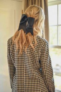 Oversized Gingham Blazer - Black/Ivory sold by Petal & Pup