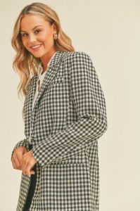 Oversized Gingham Blazer - Black/Ivory sold by Petal & Pup