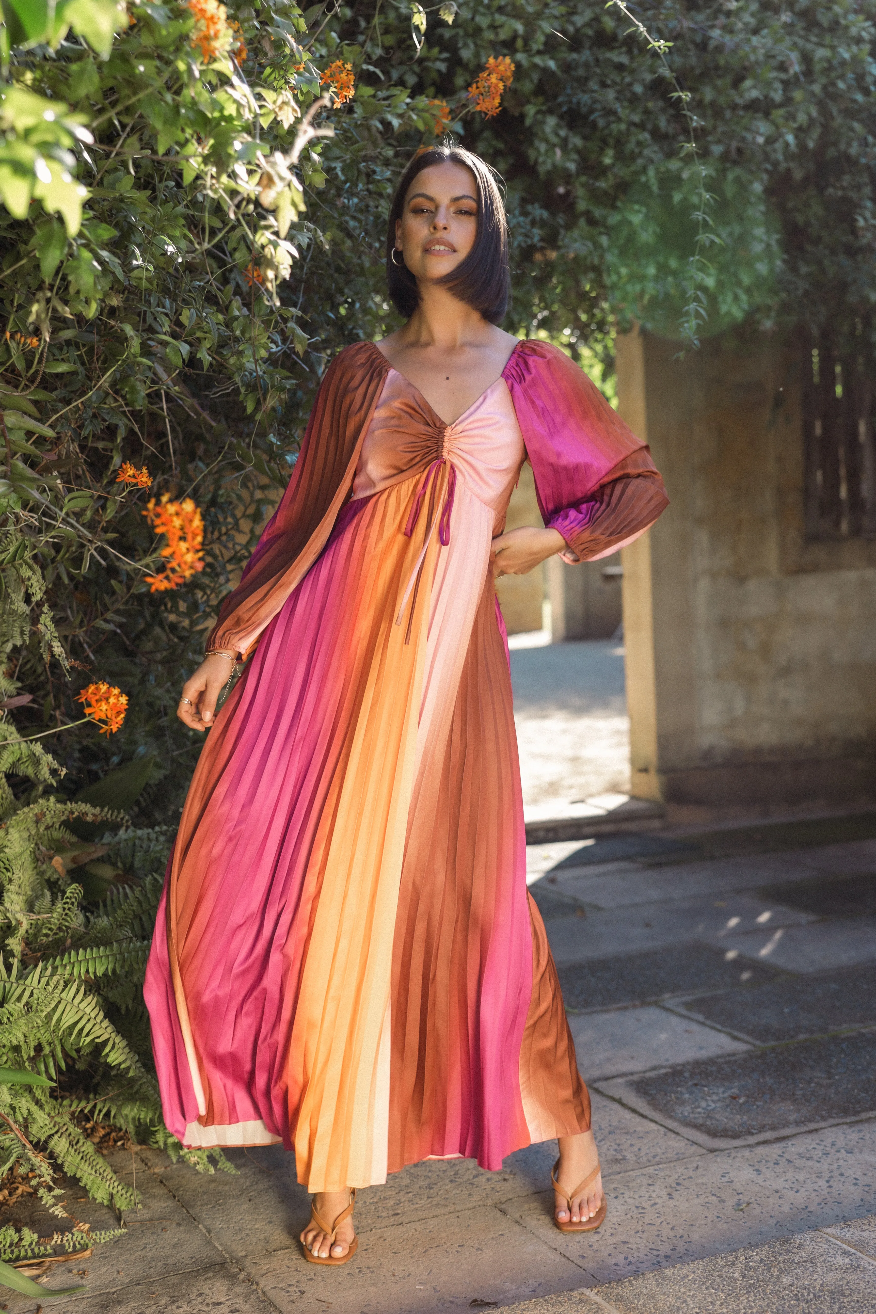 Maya Long Sleeve Pleated Maxi Dress - Multi sold by Petal & Pup product image thumbnail 2