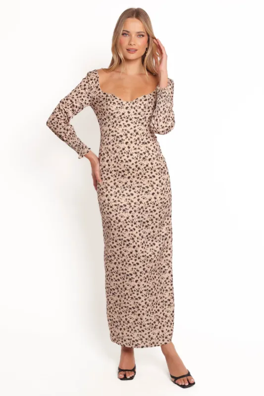 Gisella Long Sleeve Midi - Brown Floral sold by Petal & Pup
